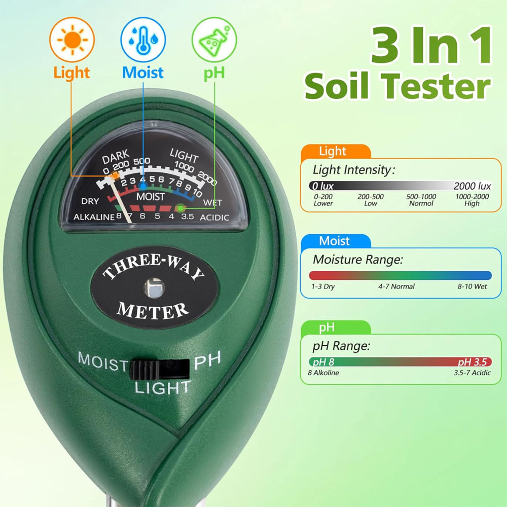3-in-1 Soil Tester with Moisture, Light and PH 4