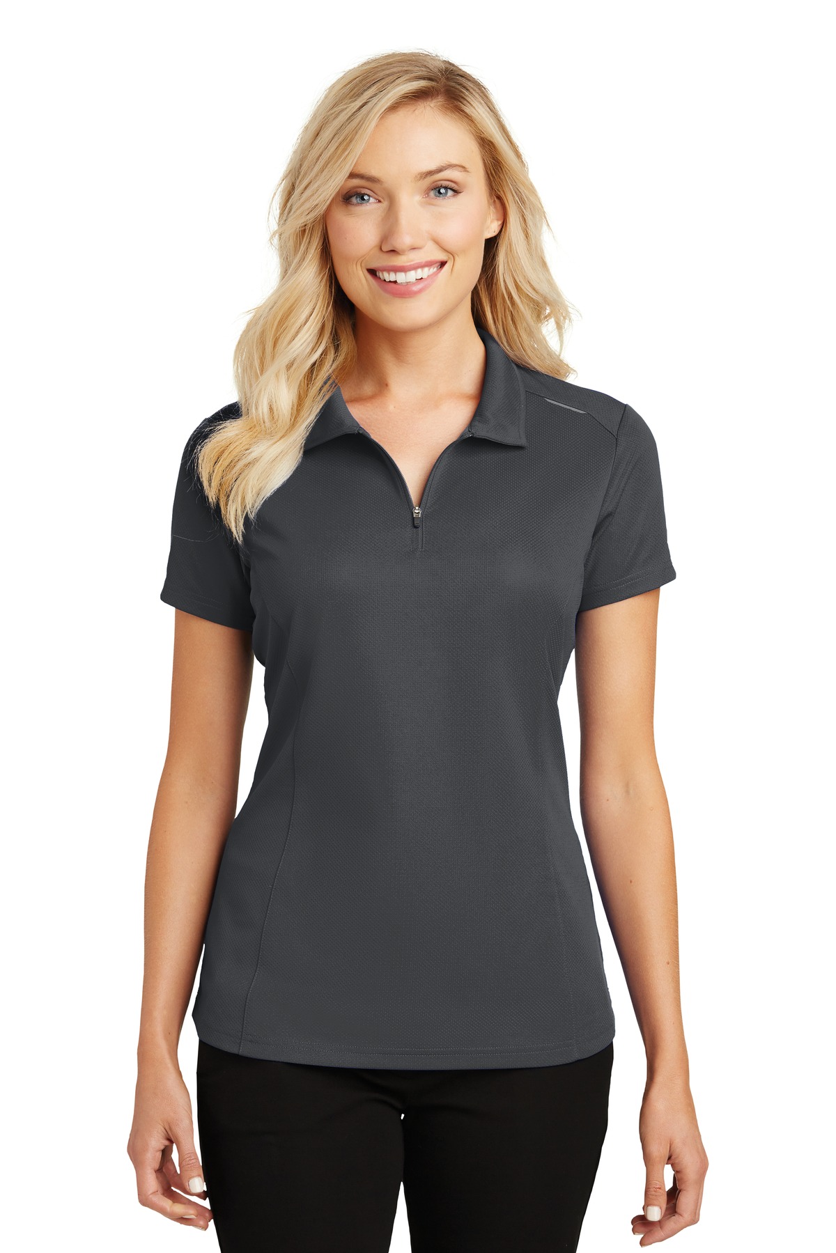 Women's Pinpoint Mesh Zip Polo