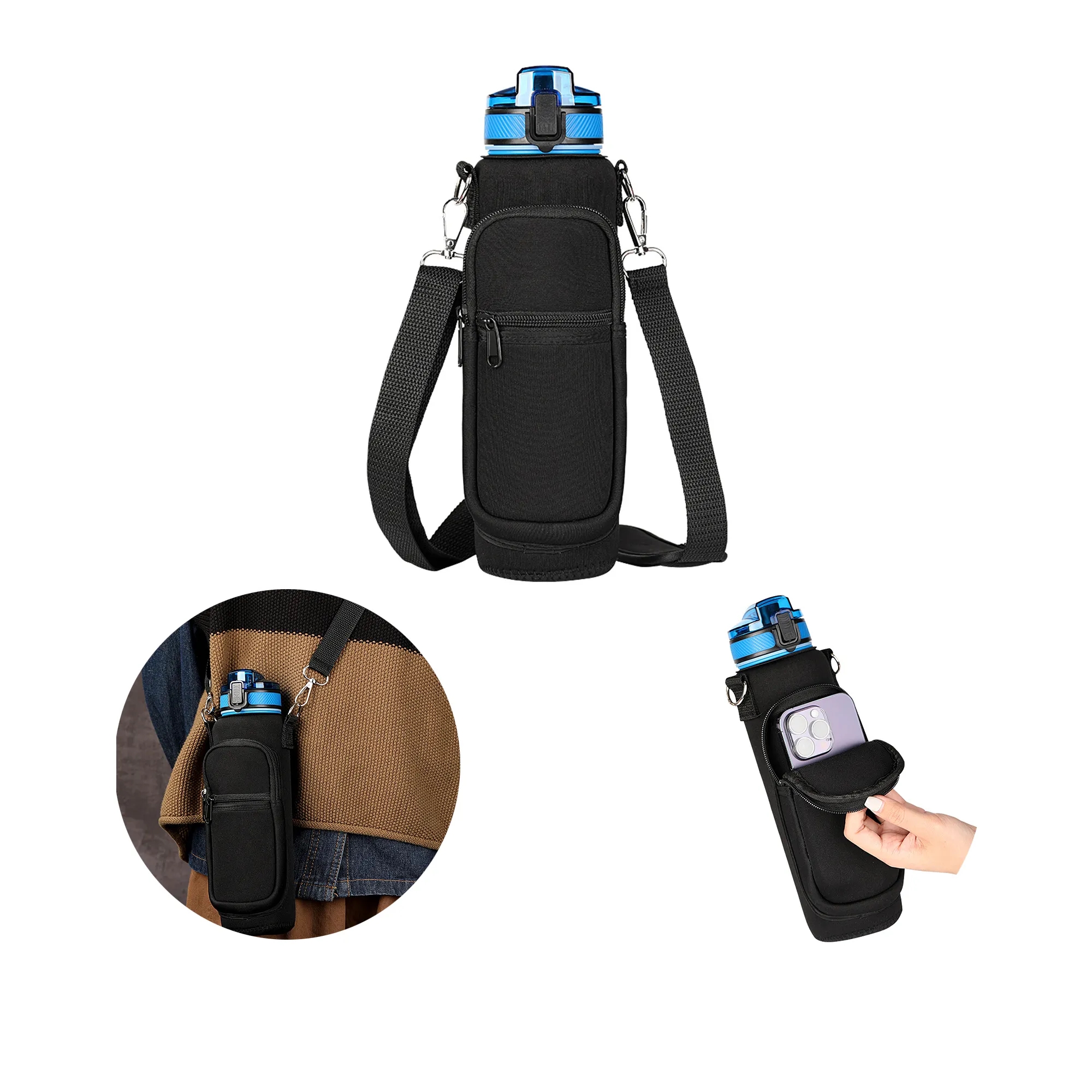 32 Oz Water Bottle Tote Bag Thermos Cup Holder 1
