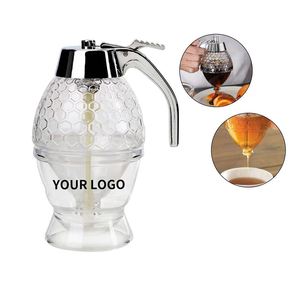 Honey Syrup Dispenser with Glass and ABS Handle 2