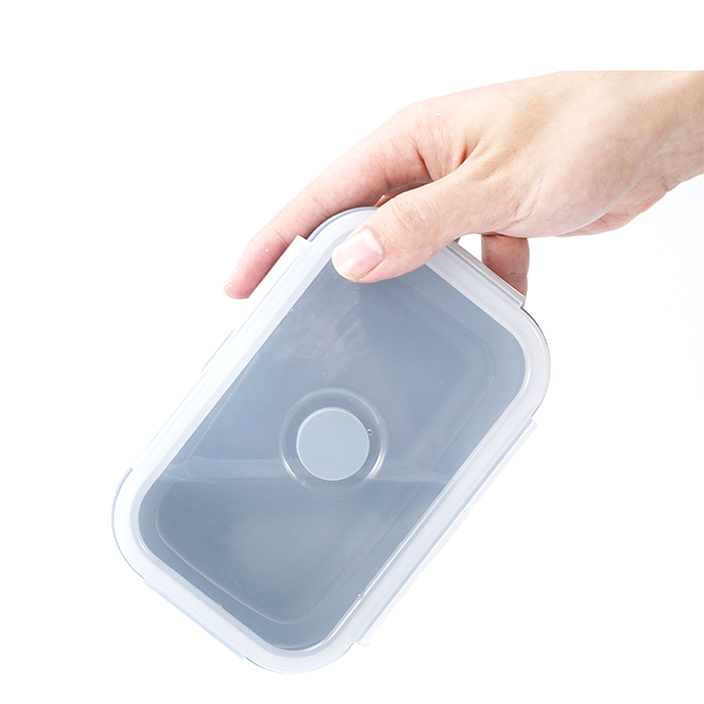 350ml Square silicone folding bowl lunch box travel picnic box 6