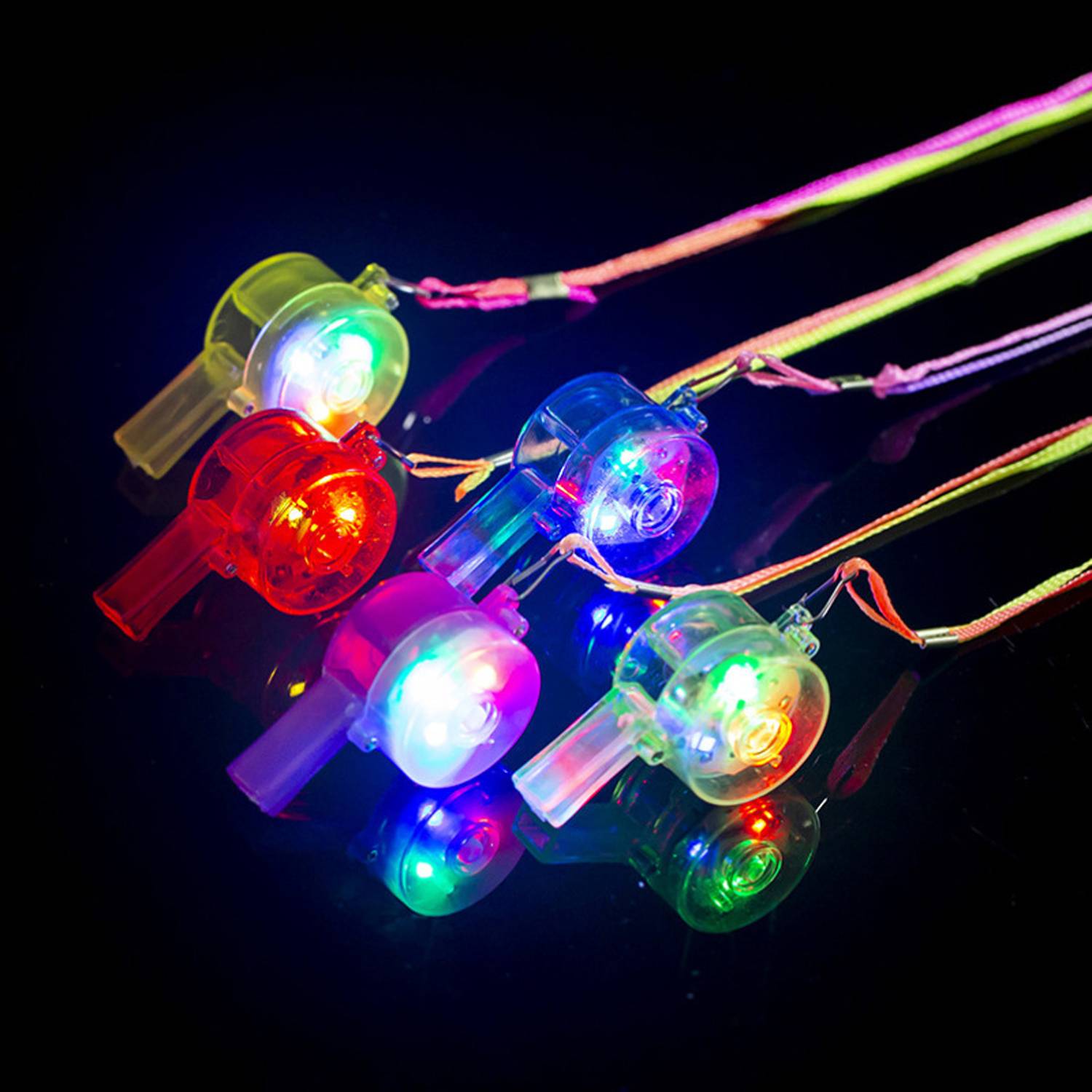 LED Light Up Whistles w/ Lanyard 5