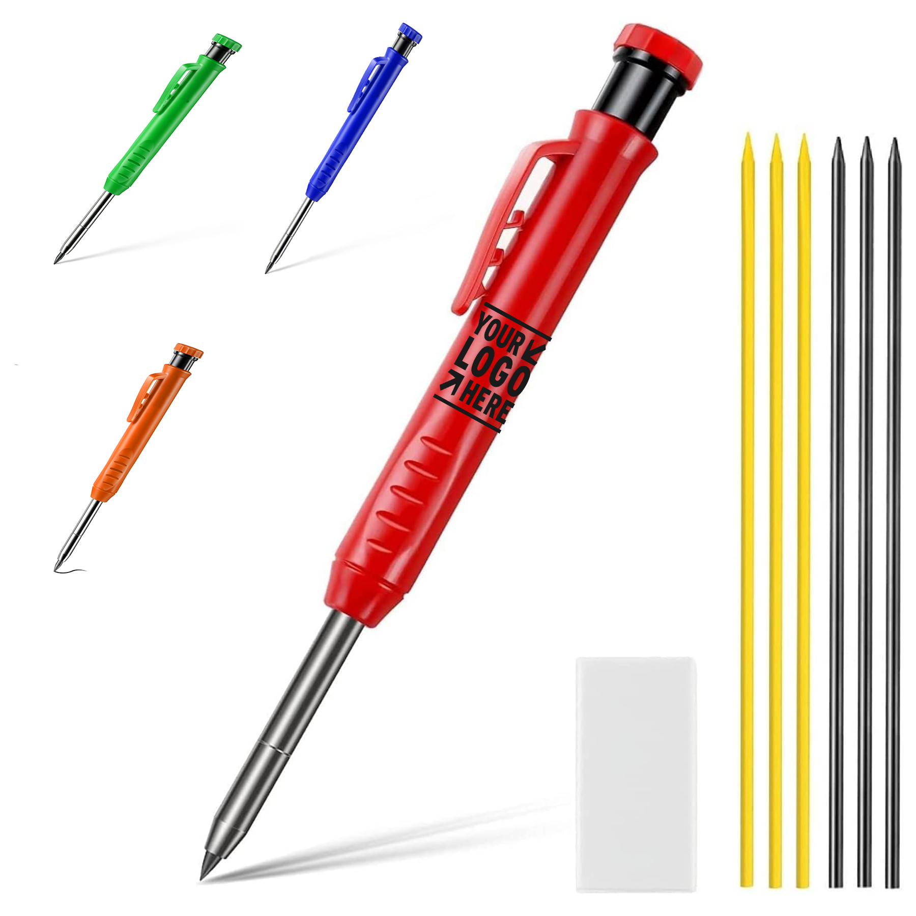 Solid Carpenter Pencil Set with 6 Refill Built-in Sharpener 2