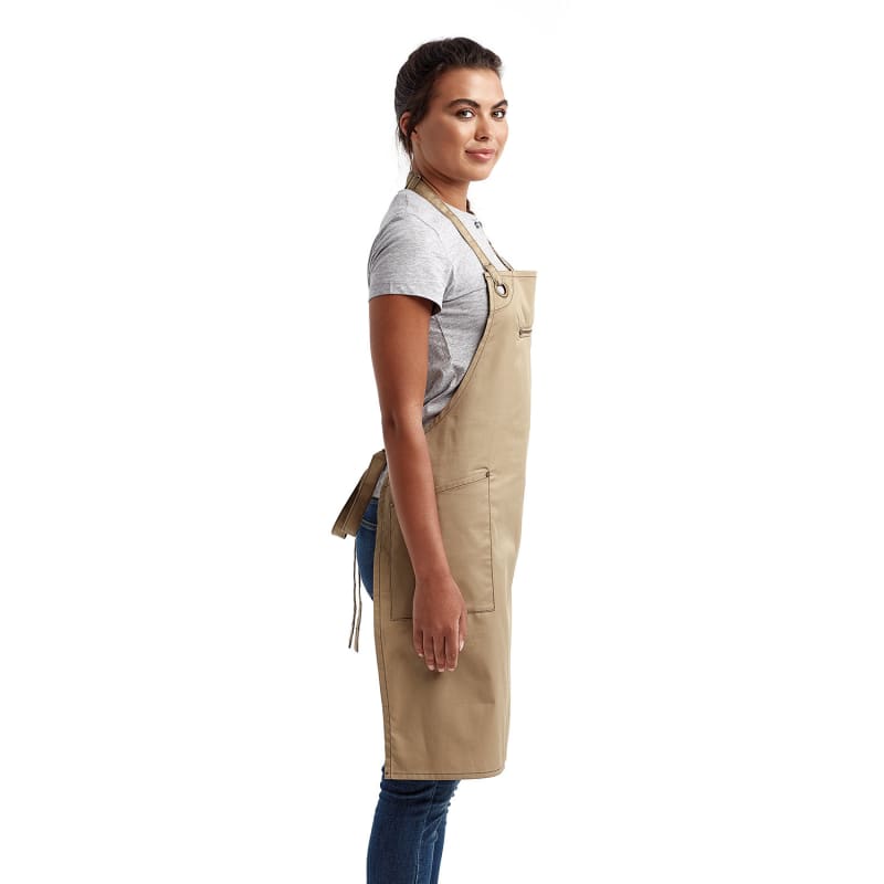 Artisan Collection By Reprime Unisex 'Barley' Contrast Stitch Recycled Bib Apron 15