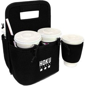 Reusable Coffee Cup Holder 4 Cup Collapsible Tote Bag with Organizer Pockets 3