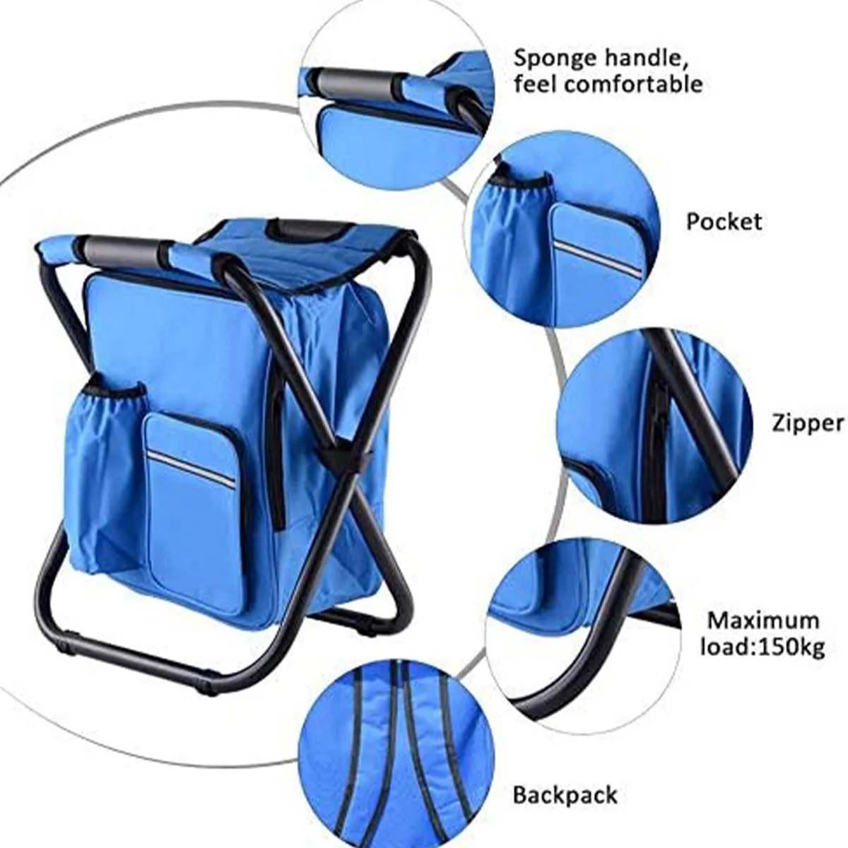 Outdoor Backpack Cooler Fishing Foldable Stool Chair 7