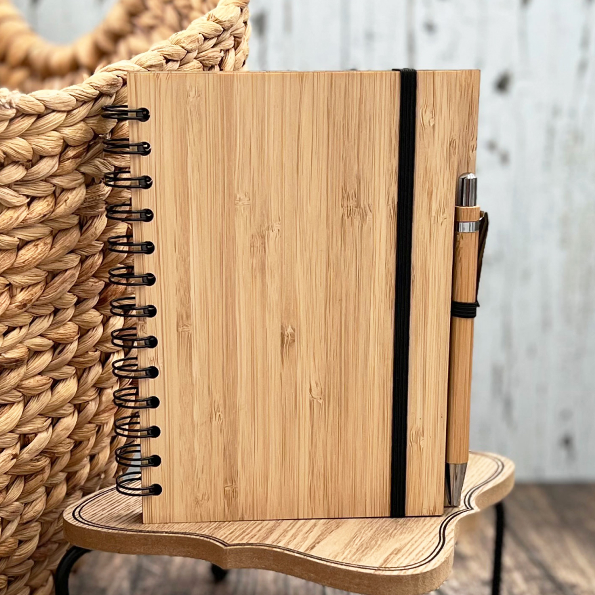 A5 Eco-Friendly Bamboo Notebook with Spiral Binding & Pen 1