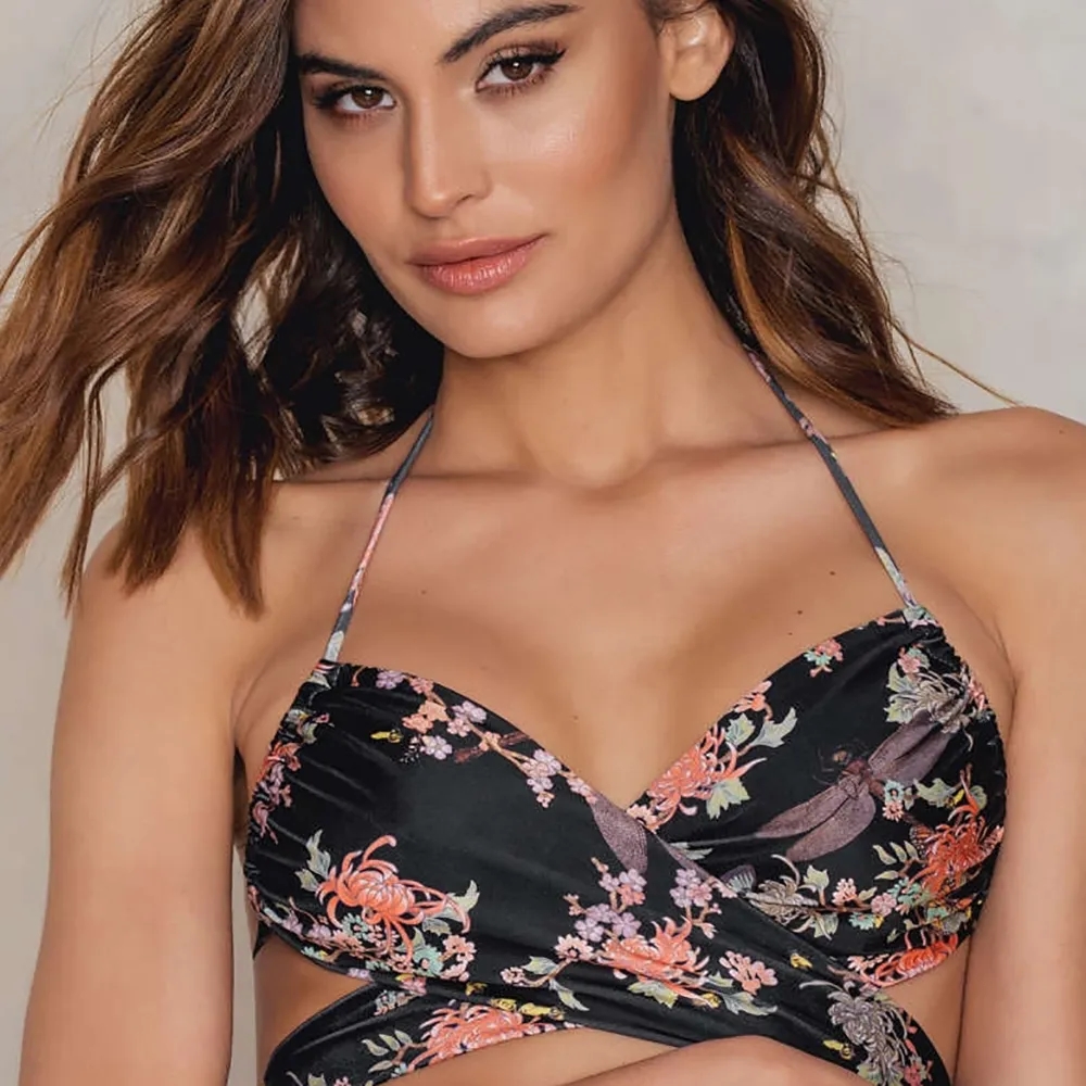 Women's Floral Print Seamless Halter Bikini Bra 6