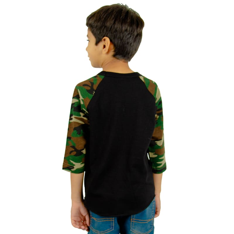 Shaka Wear Youth Three-Quarter Sleeve Camo Raglan T-Shirt 10