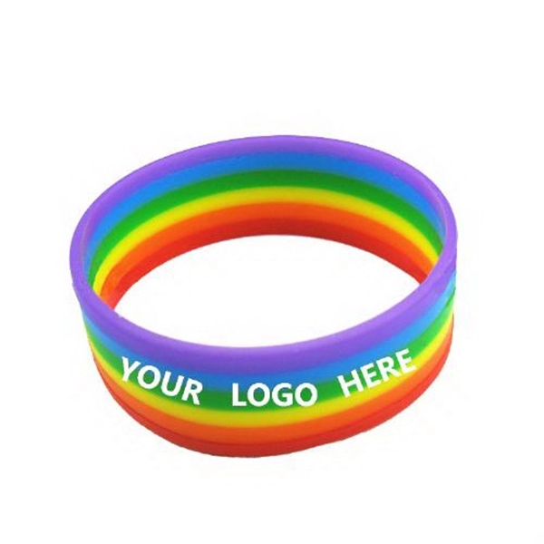 One Inch Wide Rainbow Silicone Bracelet 2