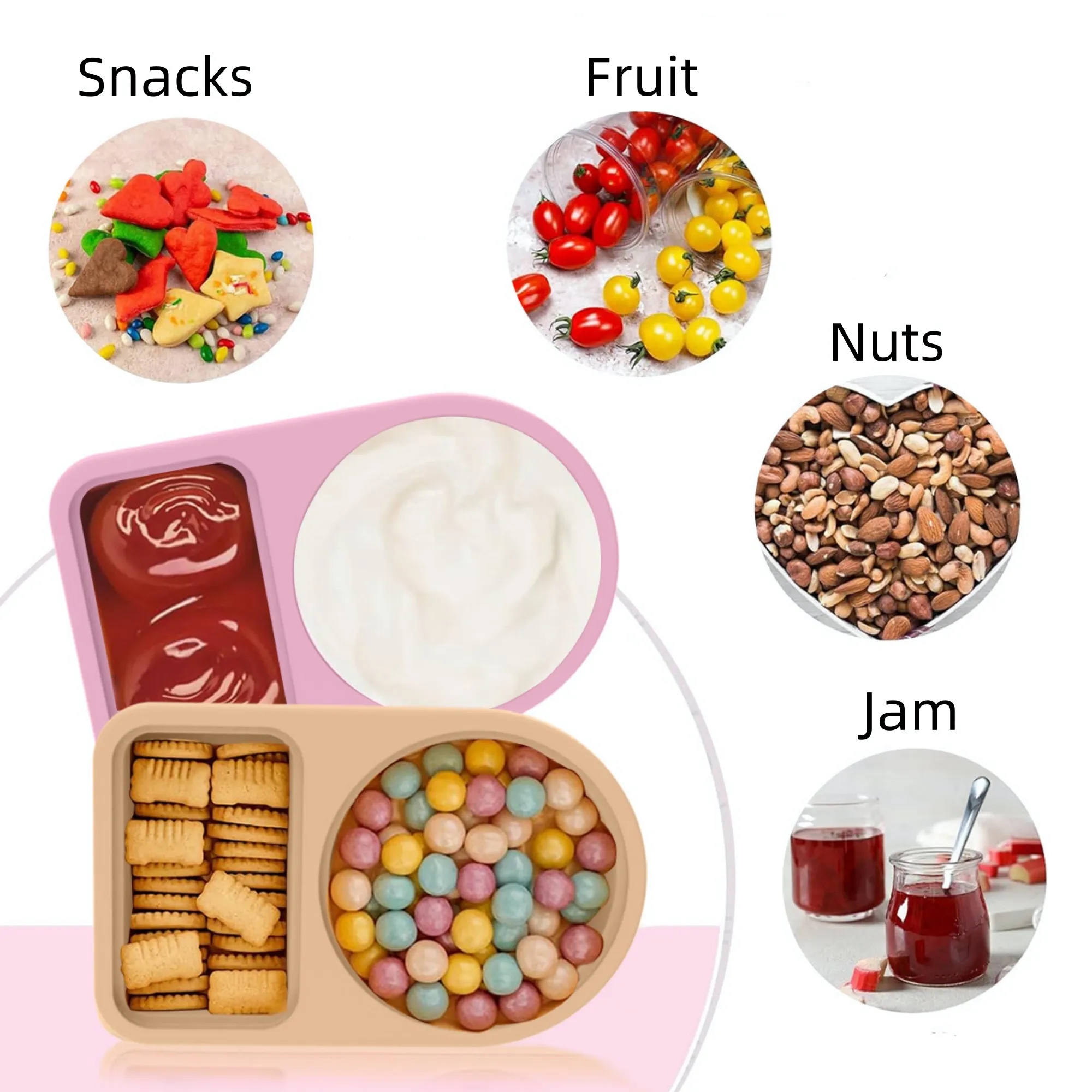 SIlicone Condiment Container Snack Sauce Box 2 Compartment 7