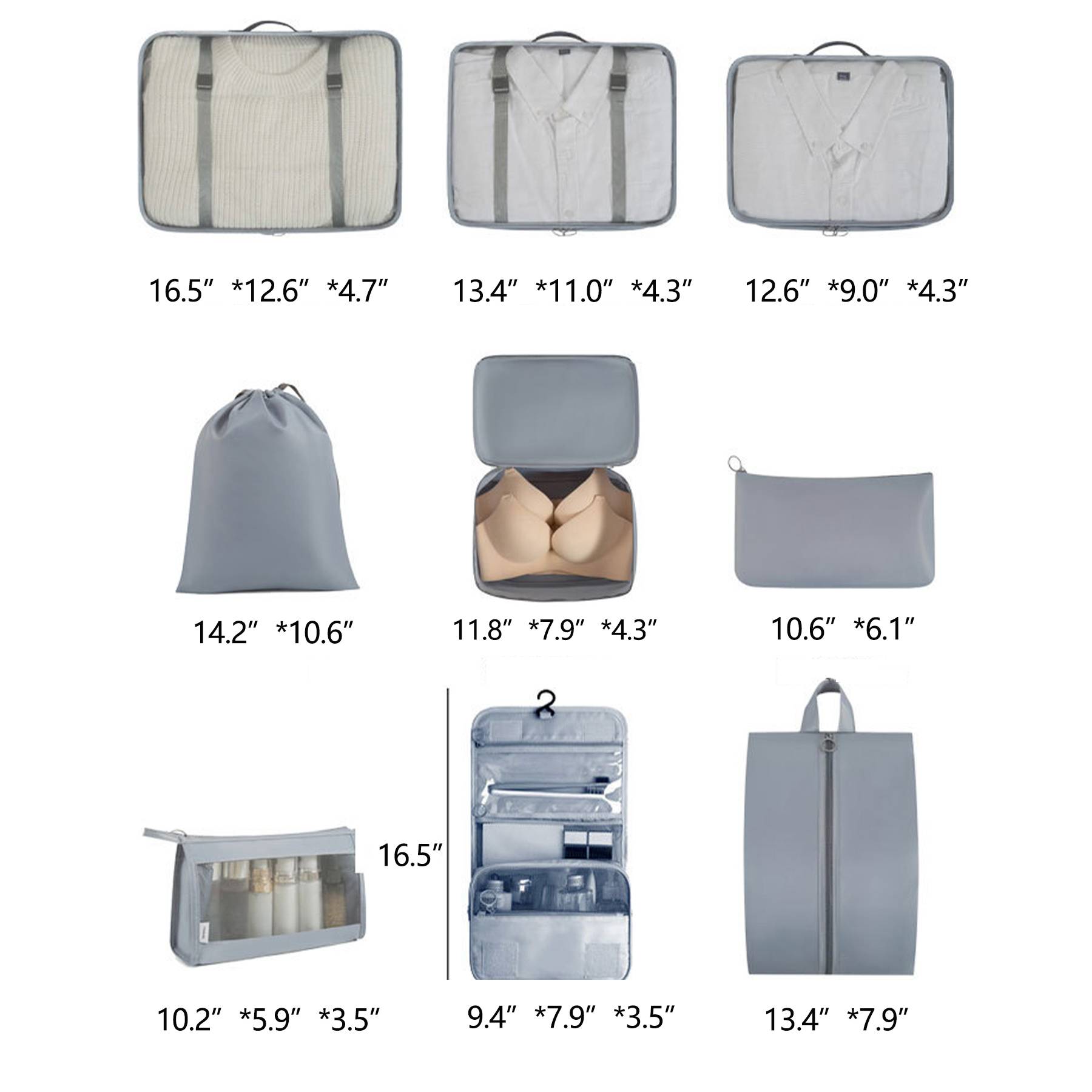 Packing Cubes - 9 PCS Travel Luggage Organizers Bag Set 4