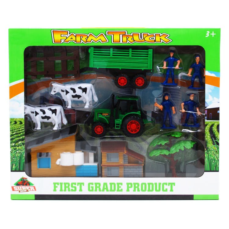 Farm Animal Playset with Tractor 12-Piece Set 2