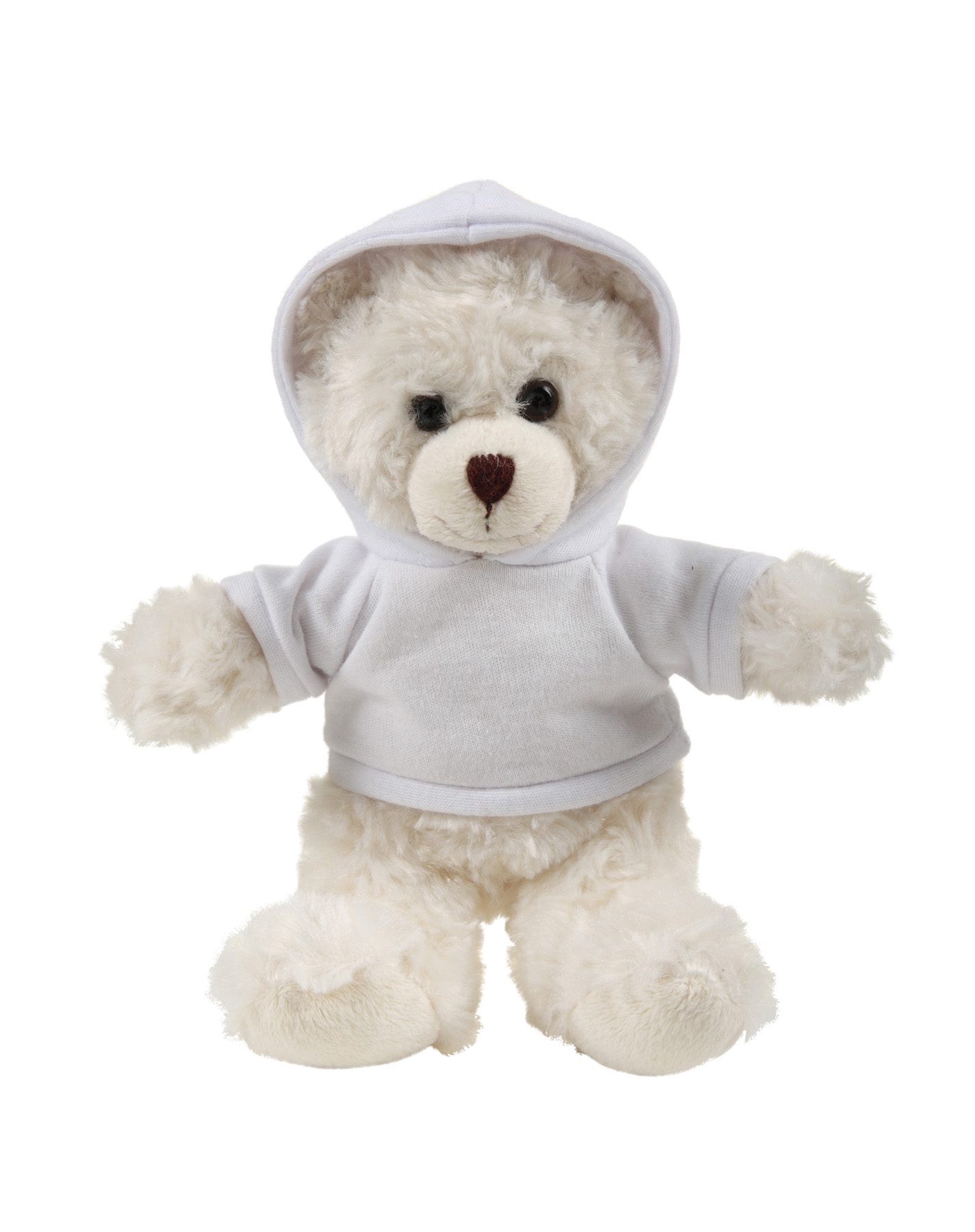 soft plush  Cream Curly Sitting Bear with hoodie 6