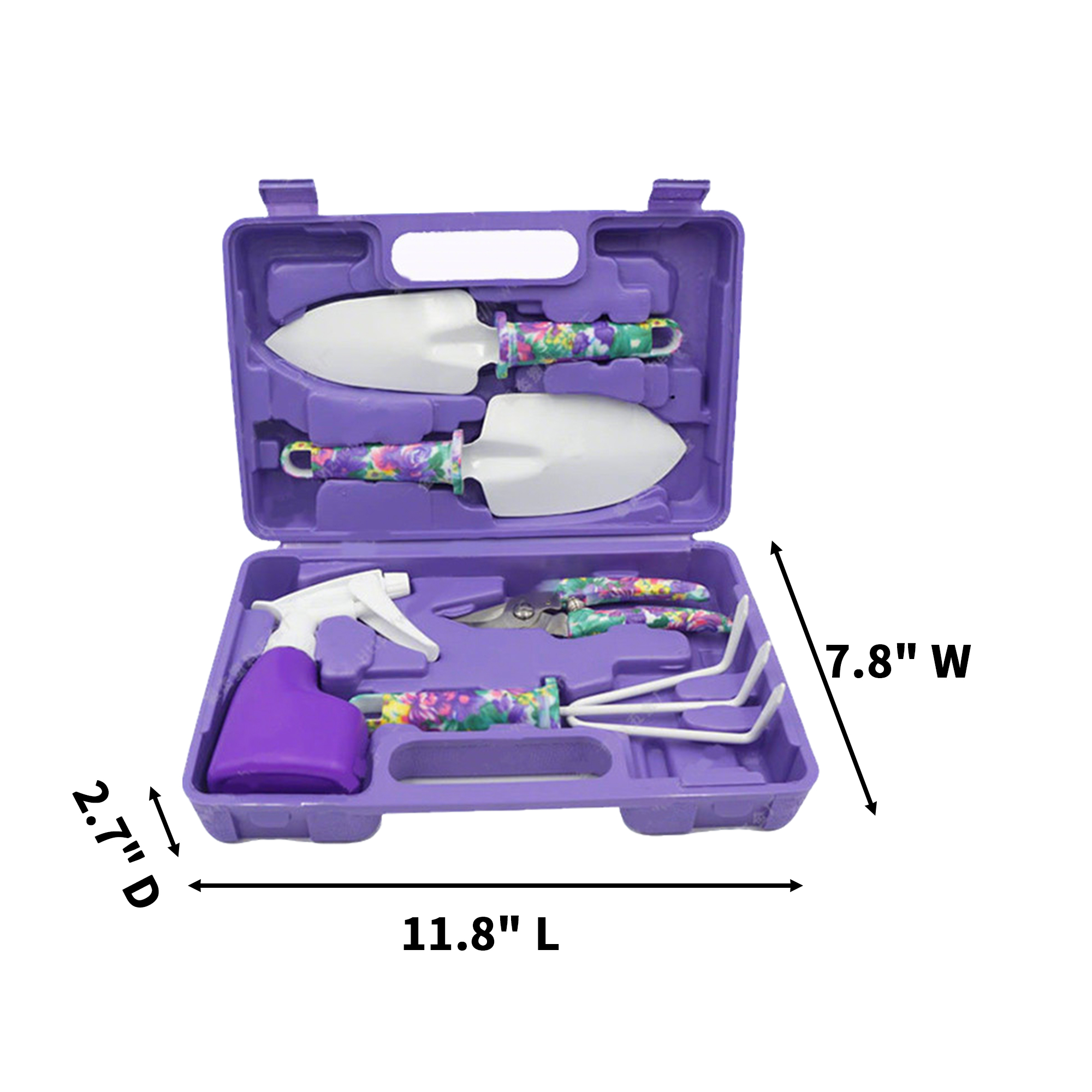 Stainless Steel Gardening Tool Set With Carrying Case 11.8" Length X 7.8" Width X 2.7" H 3