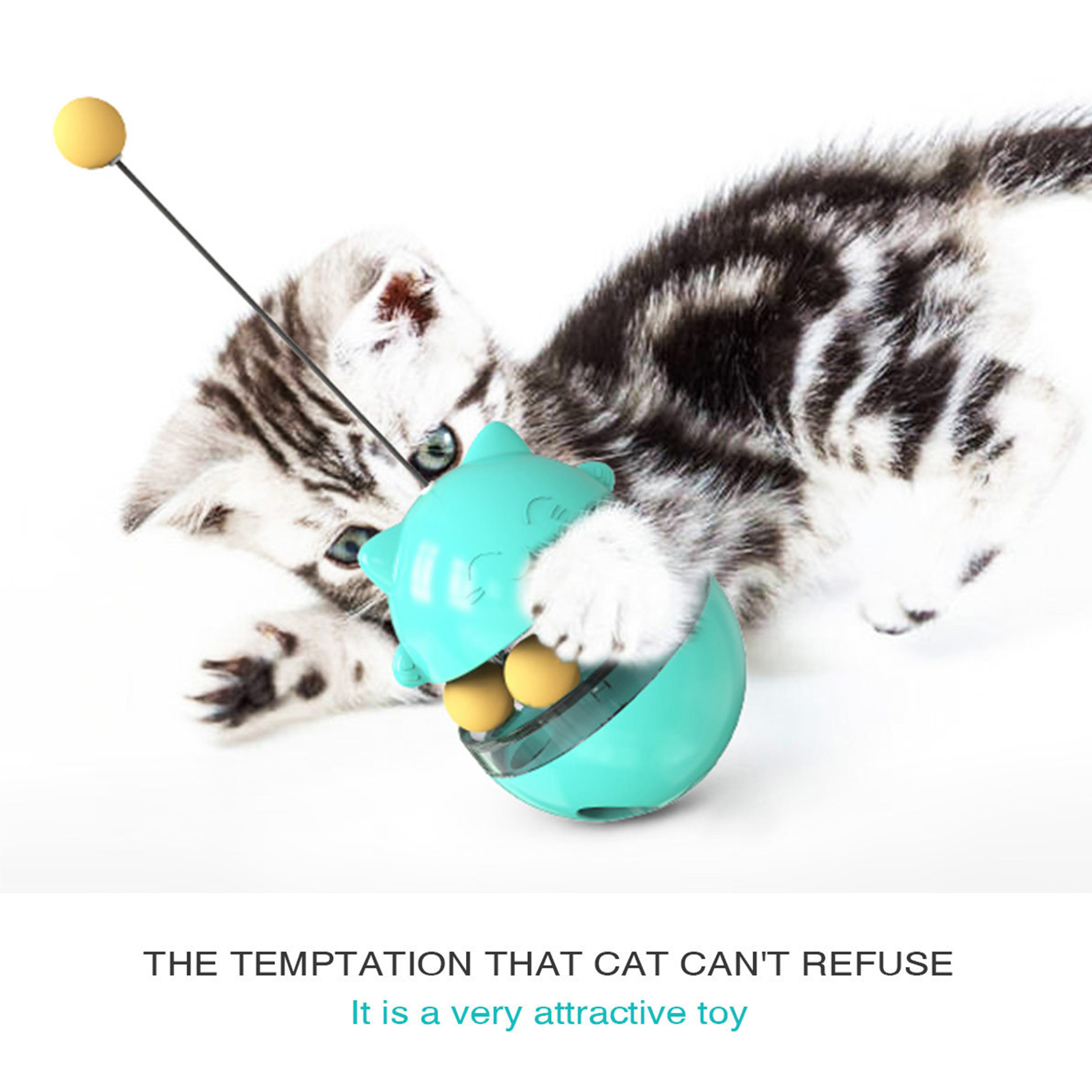 Plastic Cat Toys Kitty Food Dispenser Ball Indoor 3