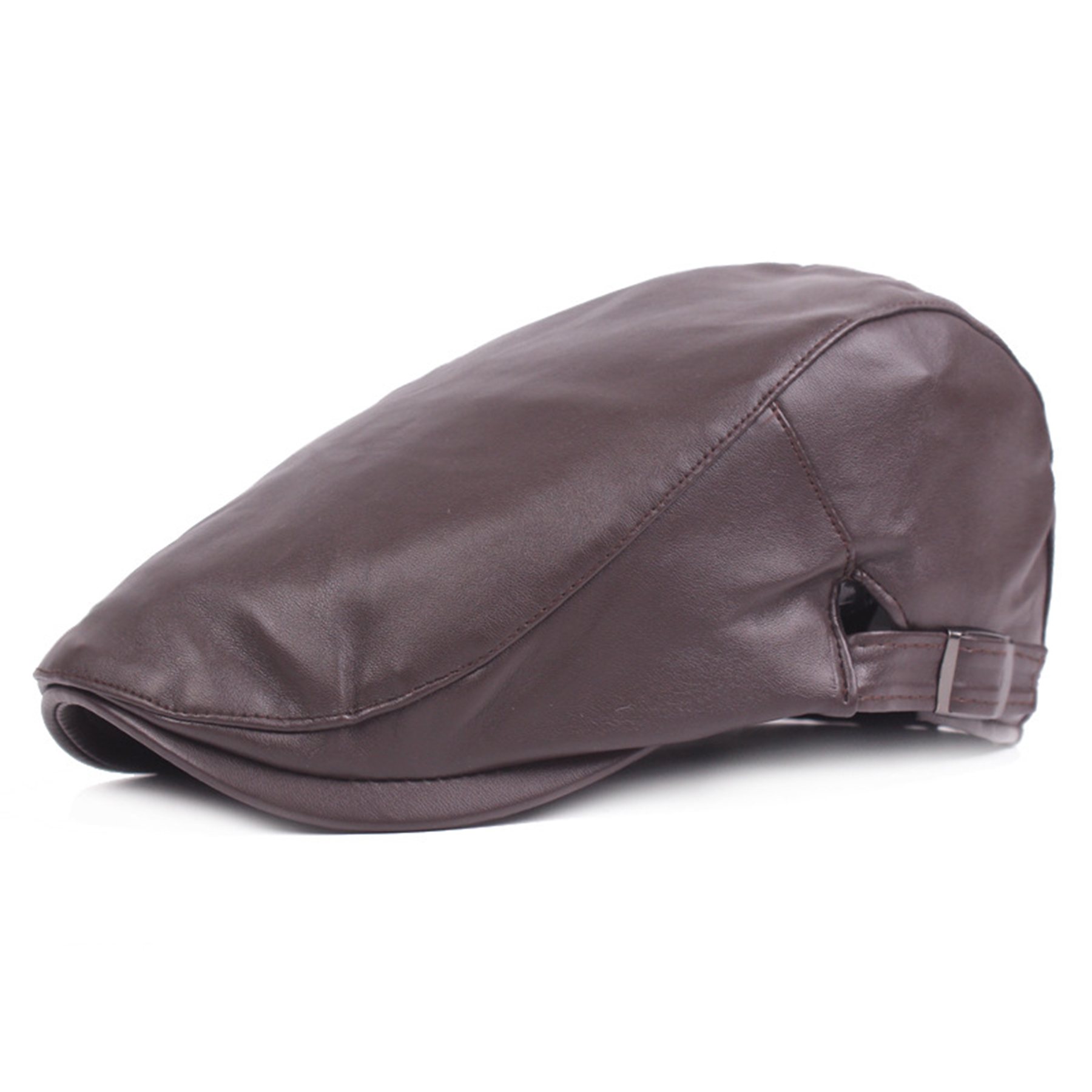 PU Leather Fashion Beret Hat Flat Cap 3