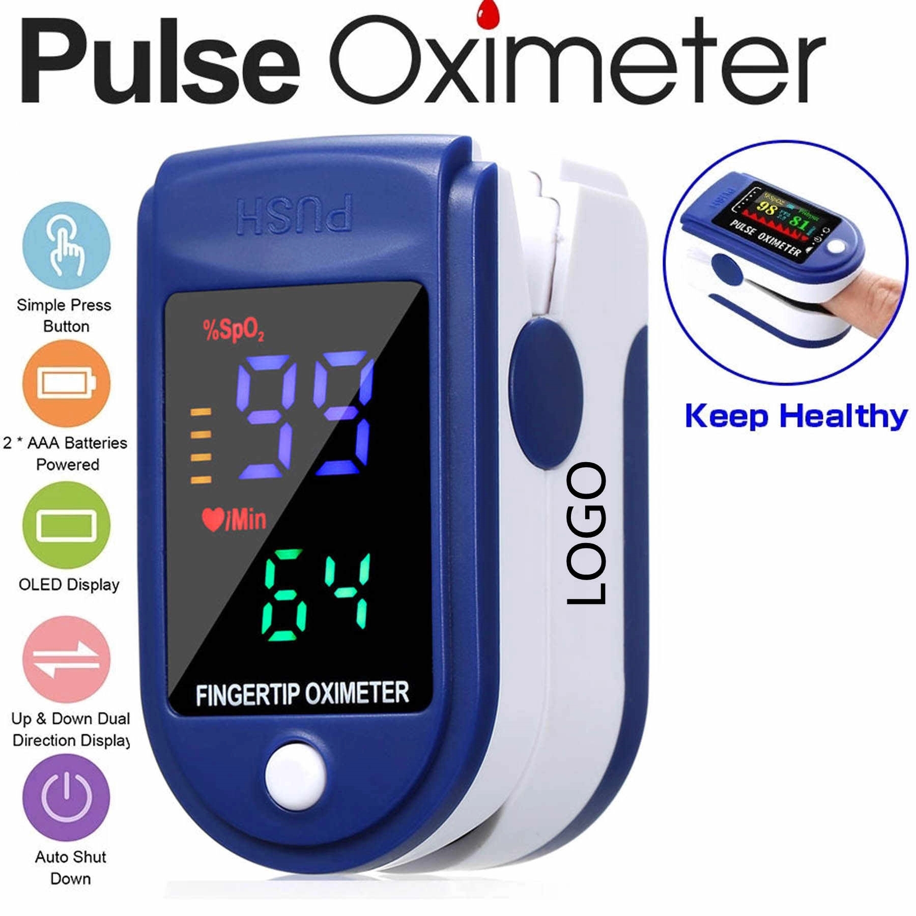 Fingertip Pulse Oximeter Blood Oxygen Monitor 2