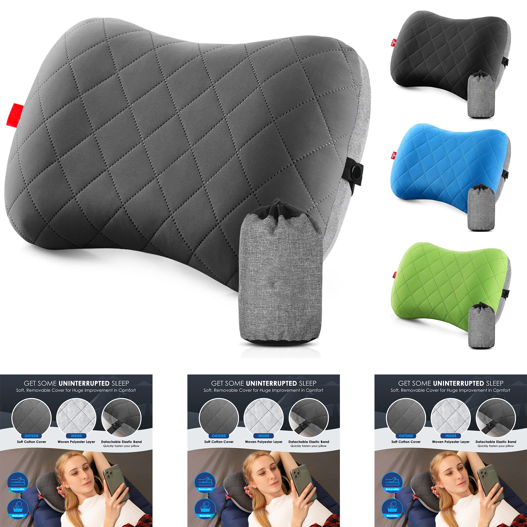 Camping Pillow with Removable Cover, custom sports ball with logo imprint 2