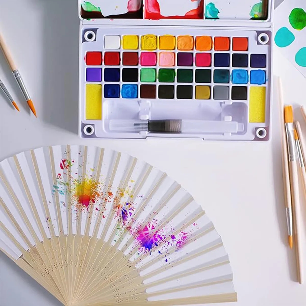 Custom Printing DIY Foldable Handheld Bamboo Paper Fan 3