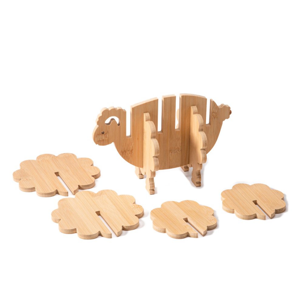 Sheep Shaped Bamboo Coaster and Table Top Decoration 7