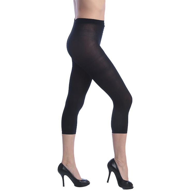 Women's Opaque Footless Capri Tights - Black One Size Fits Most 2