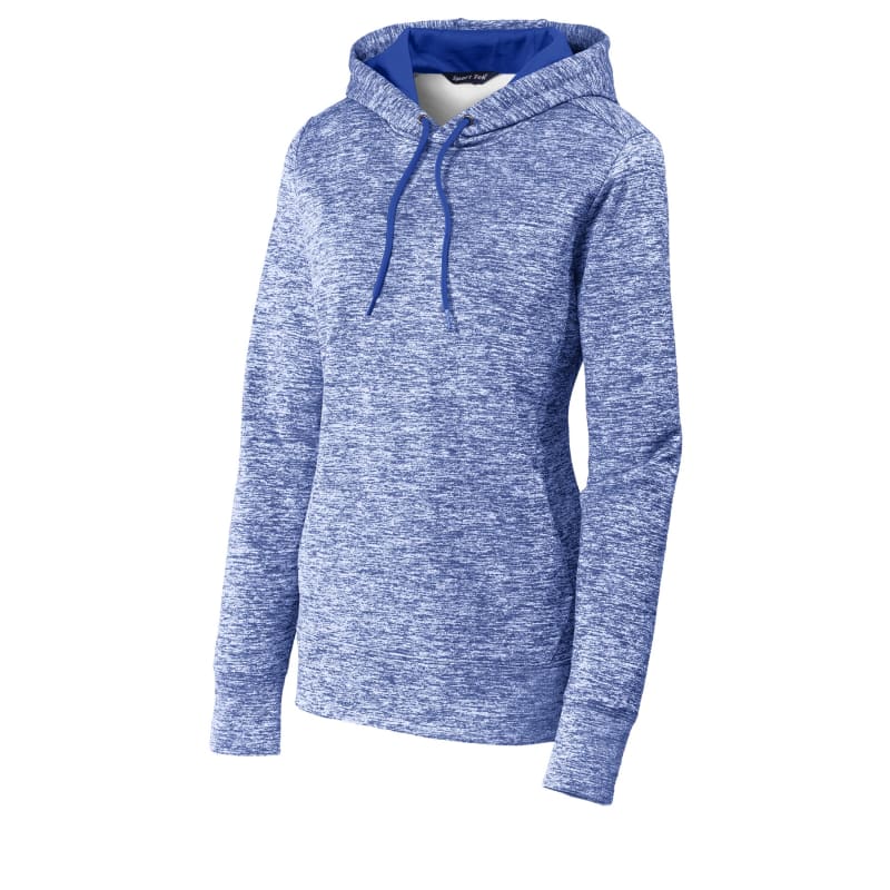 Sport-Tek Women's PosiCharge Electric Heather Fleece Hooded Pullover. 1