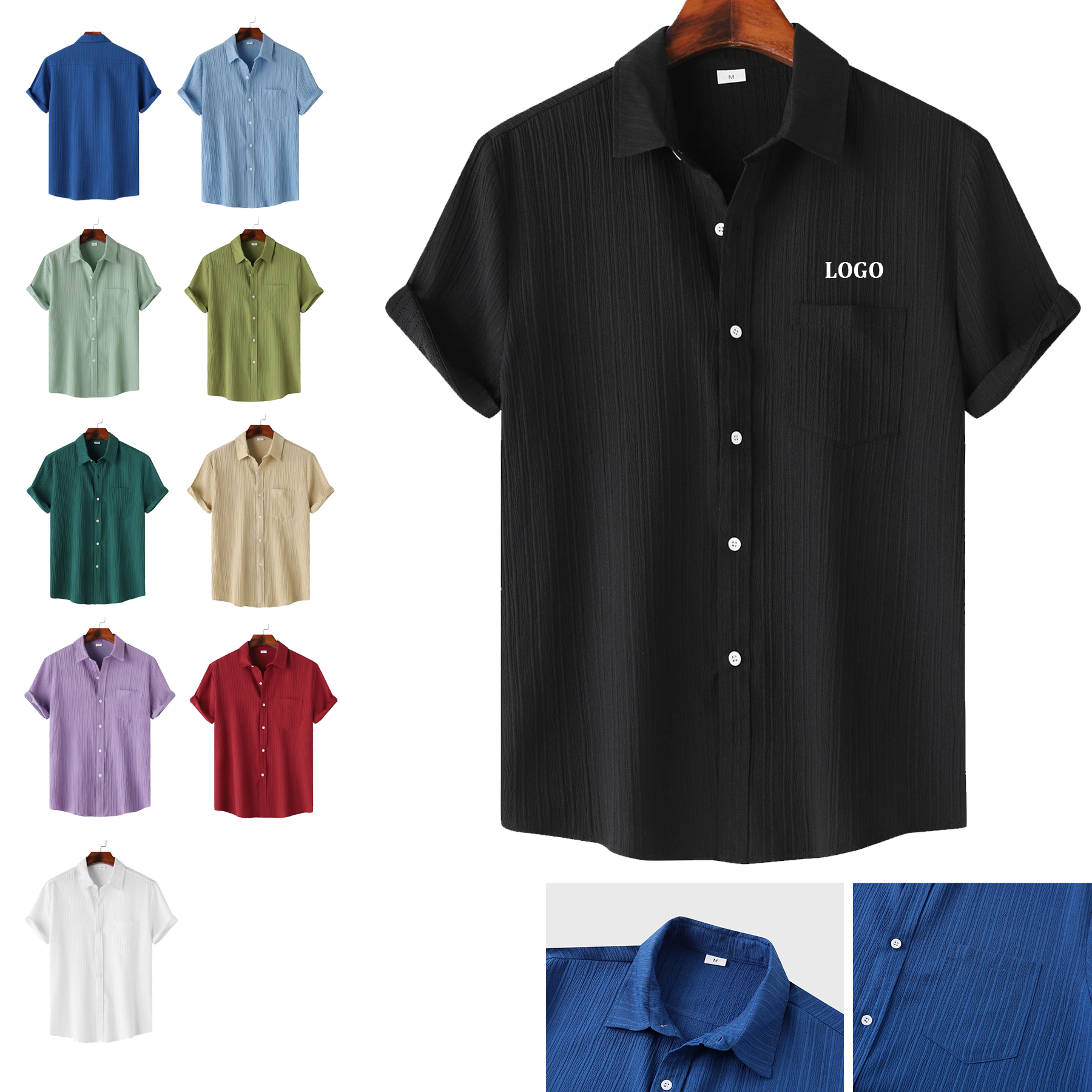 Men's Linen Shirts Short Sleeve Casual Shirts 4