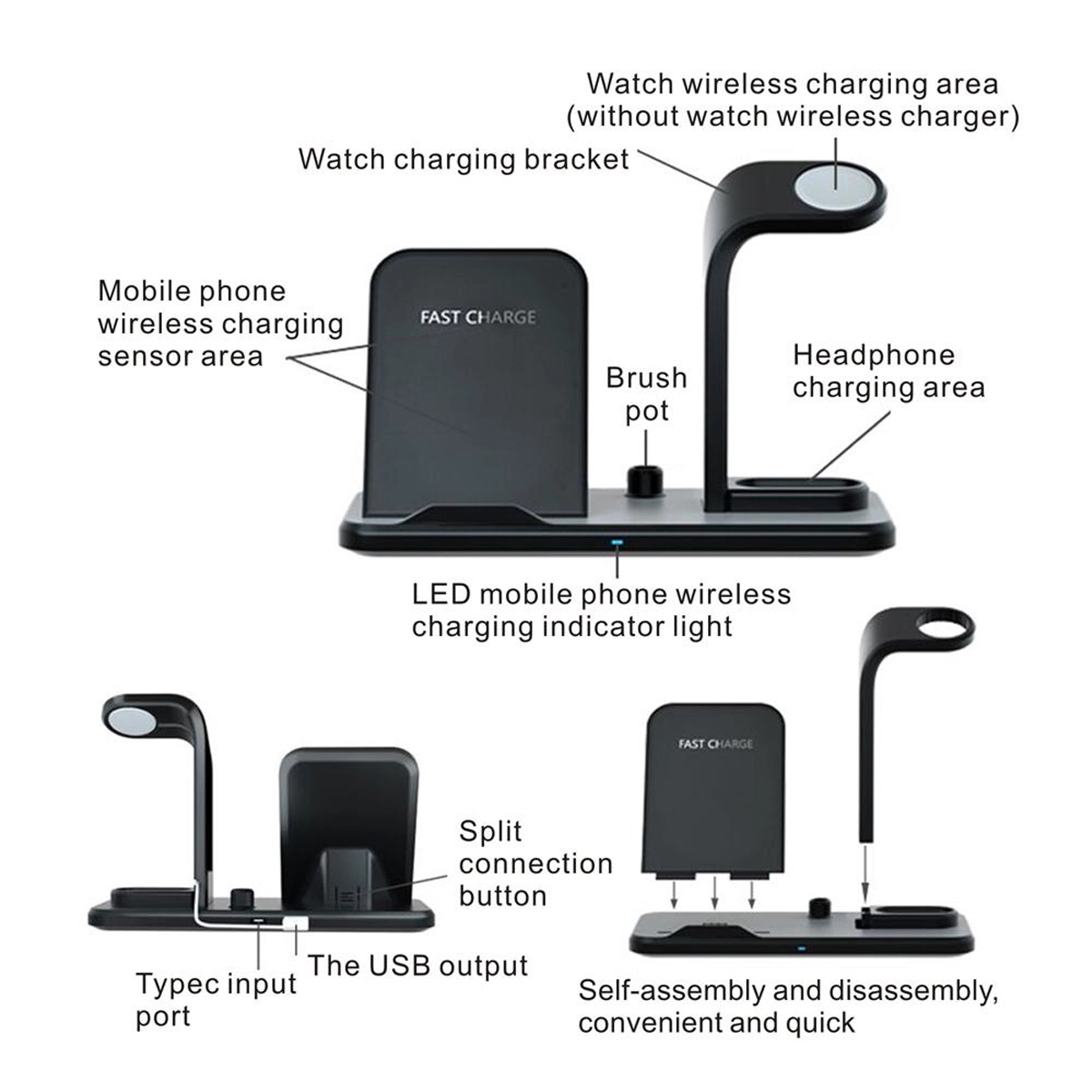 3 in 1 Wireless Holder Stand Charger Watch Charging 3