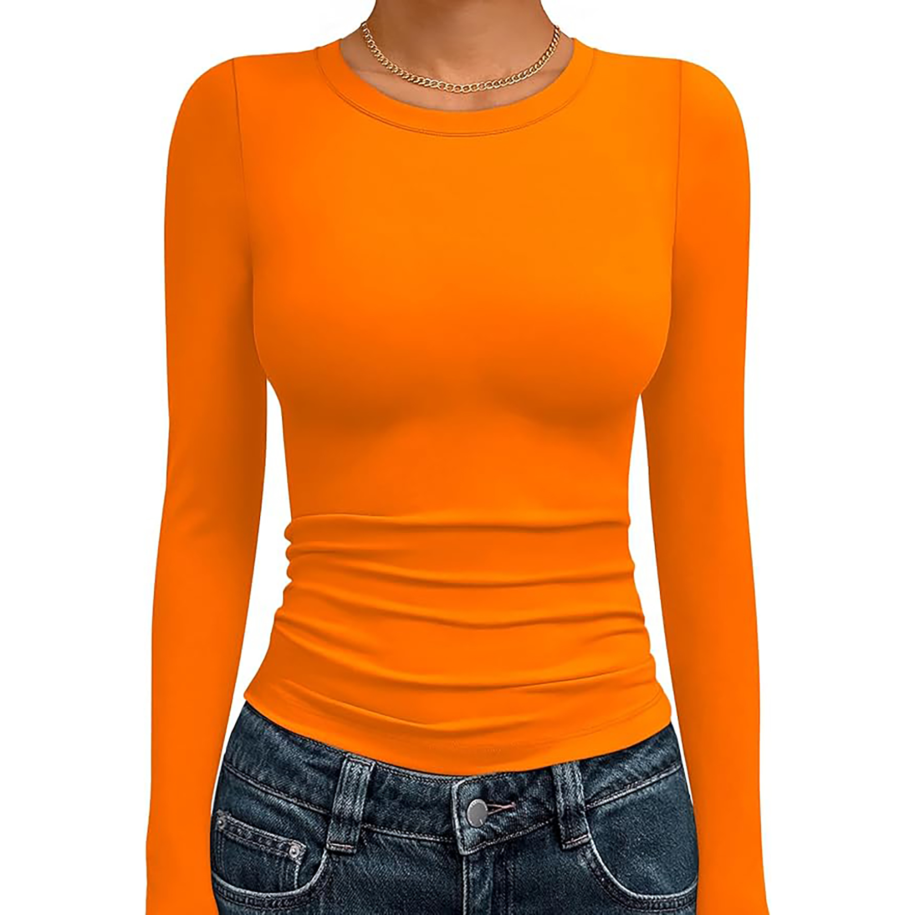 Women's Basic Round Neck Crop Top 34