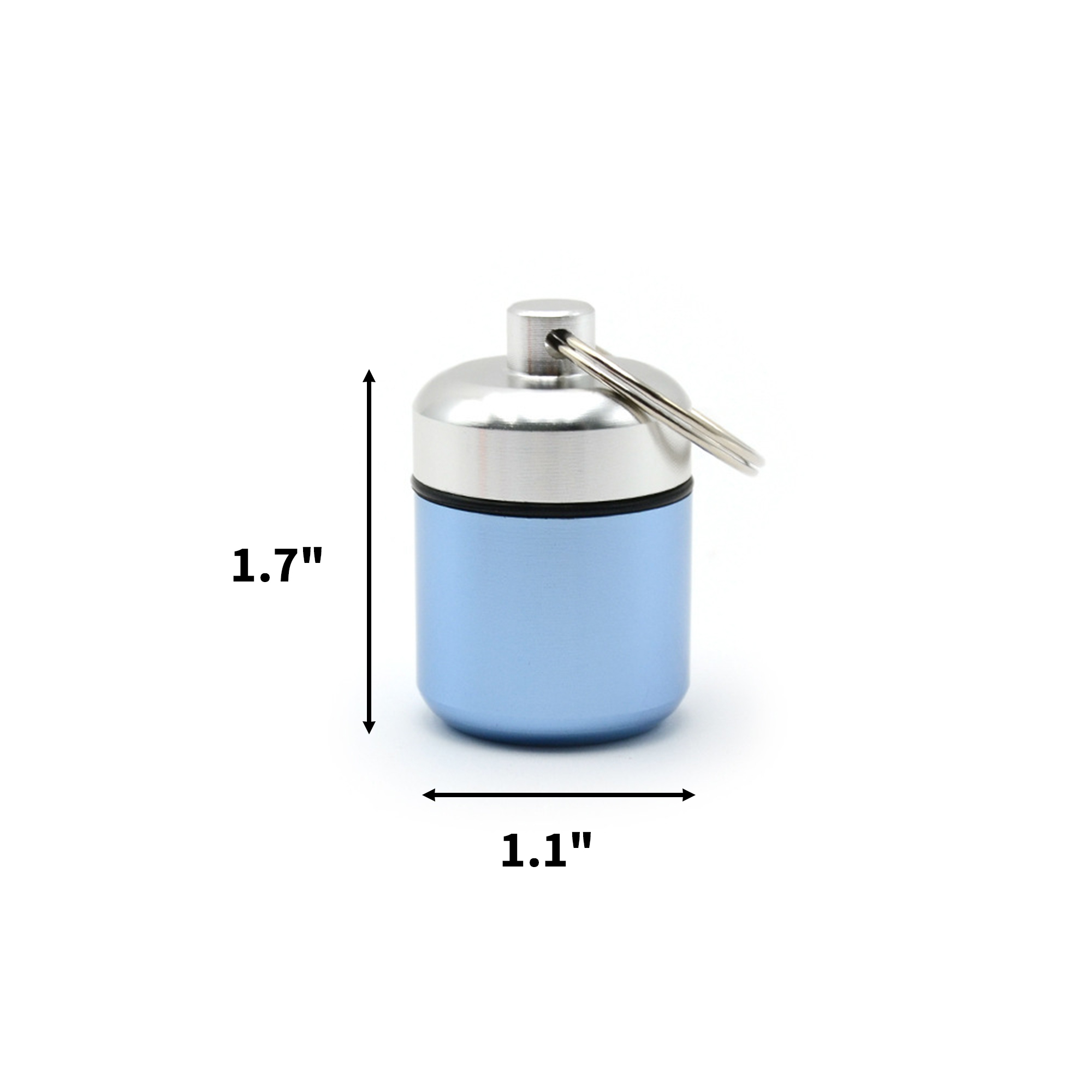 Aluminum Pill Case Keychain 1.7" x 1.1" 2