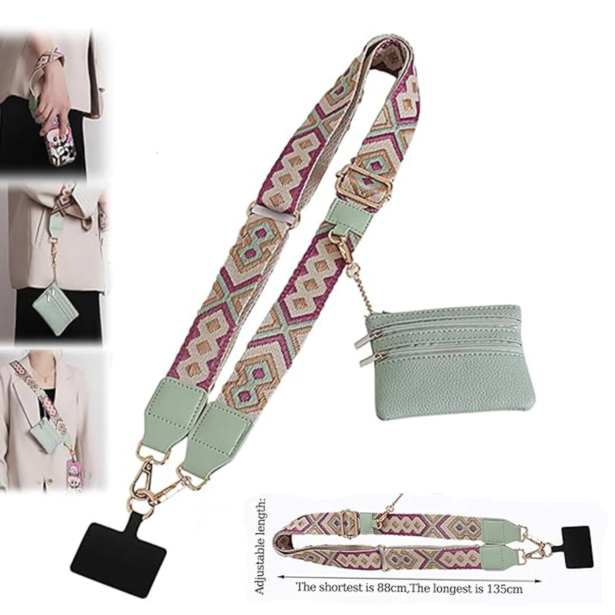 Replaceable Detachable Phone Strap with Purse and Lanyard 2