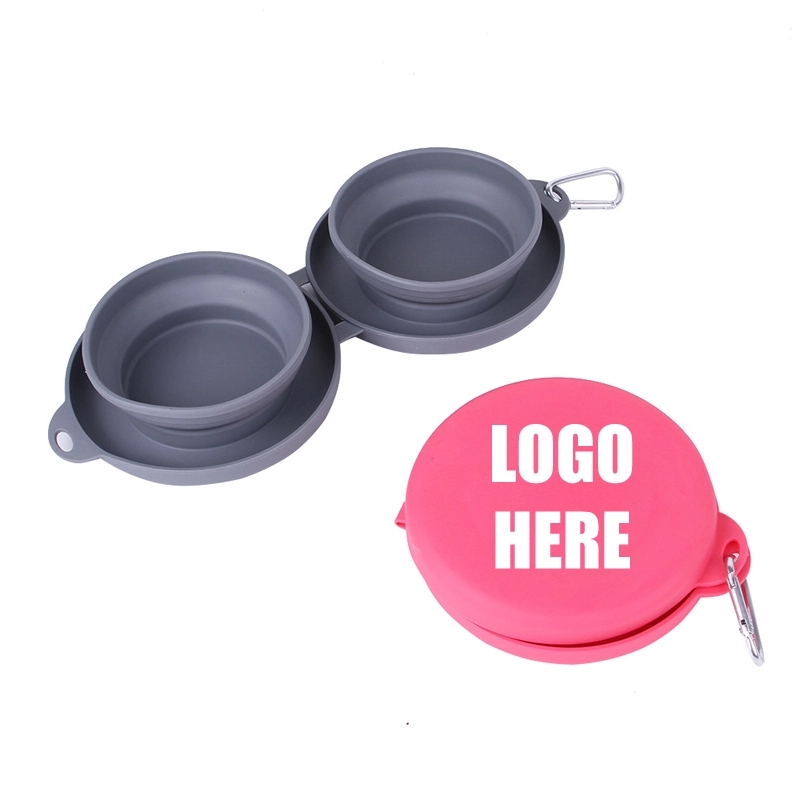 Custom Collapsible Silicone Dog Double Bowl 4