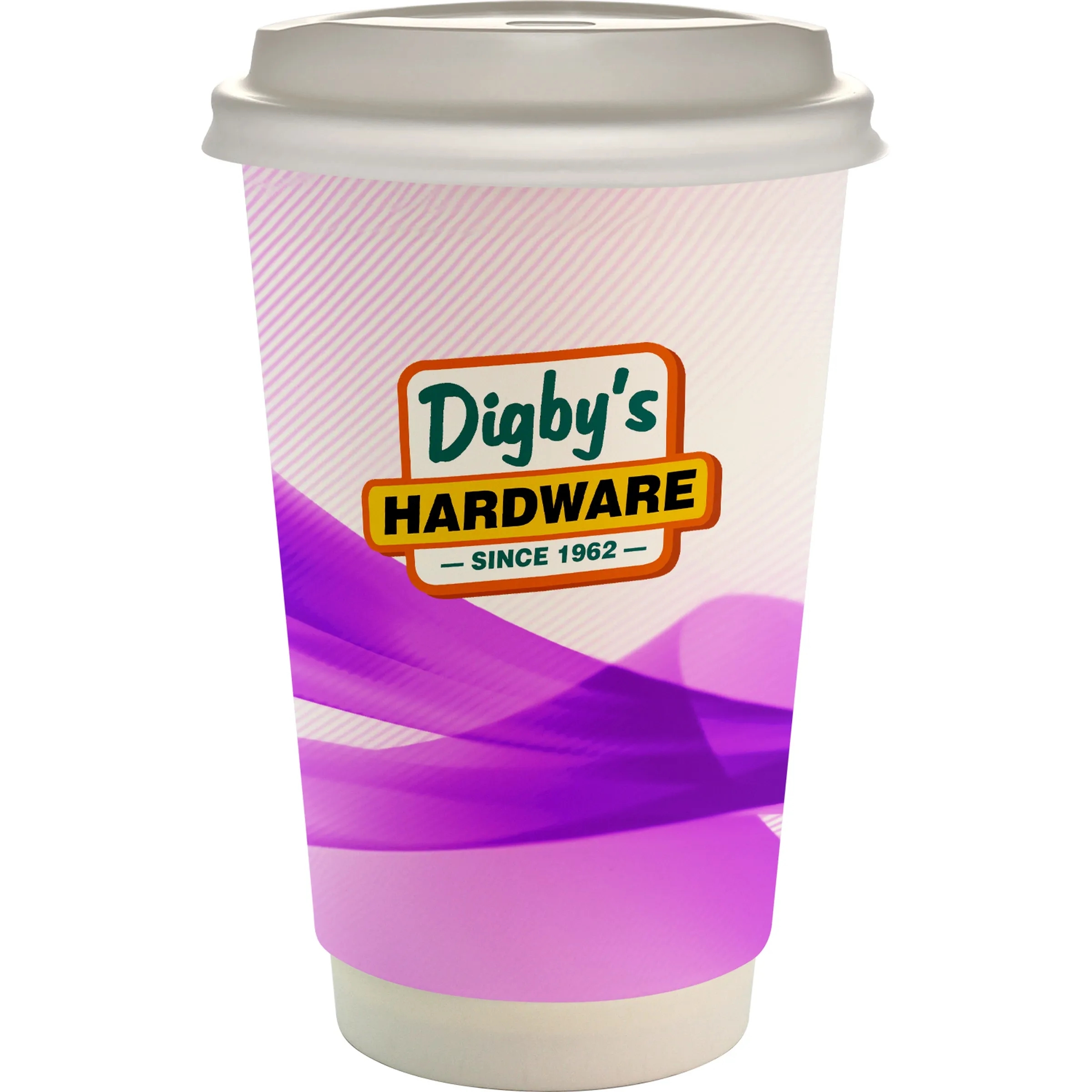 16 oz. Full Color Groovy Paper Cup With Lid 17