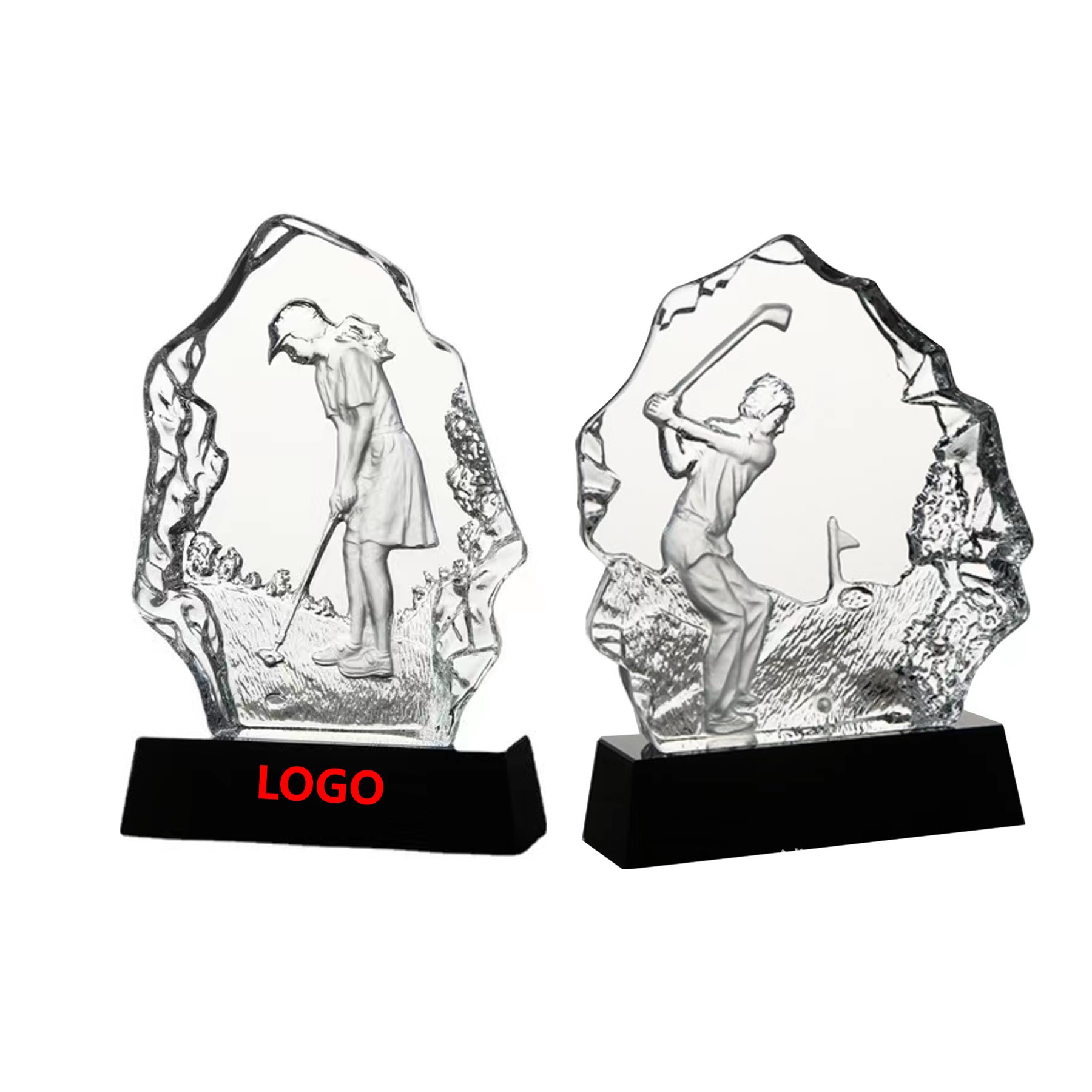 Golf Crystal Trophy with Base (direct import) 4
