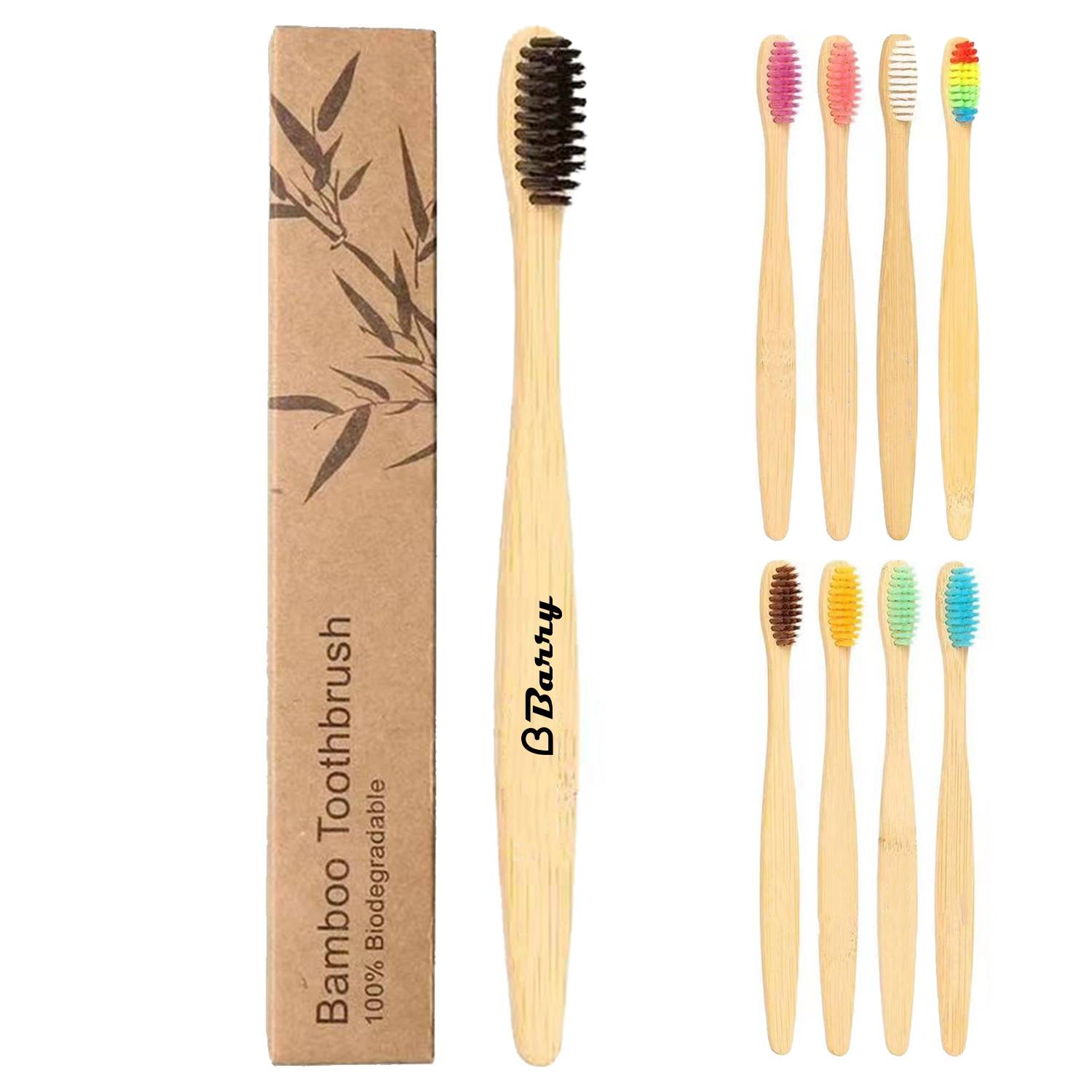 Pure natural bamboo soft bristle toothbrush 2