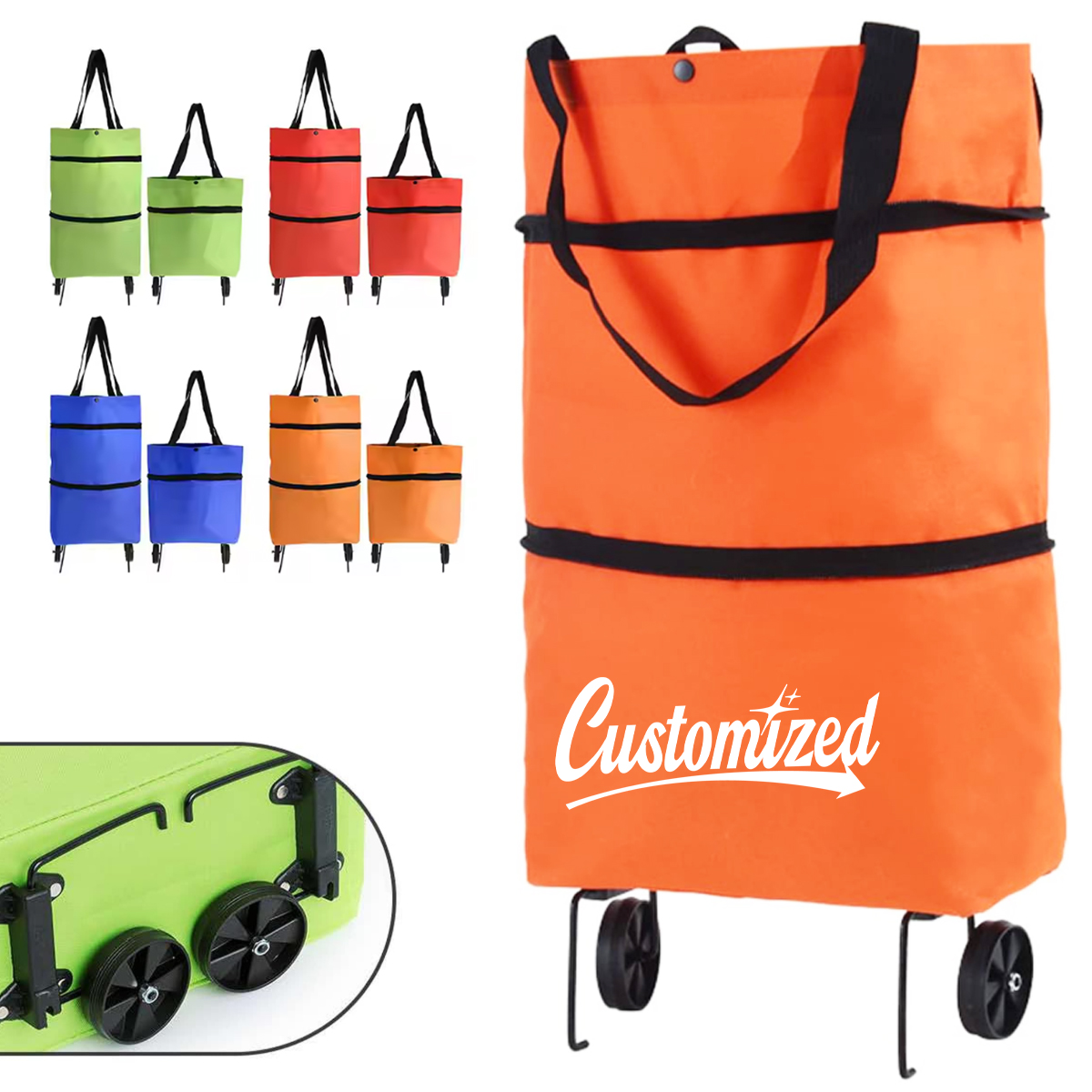 Foldable Rolling Shopping Grocery Cart Tote Bag with Wheels 1