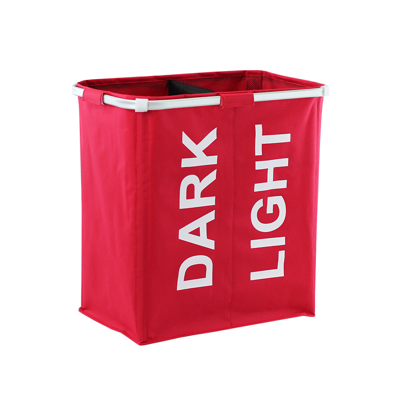 Collapsible Laundry Hamper Basket w/ 2 Sections 9