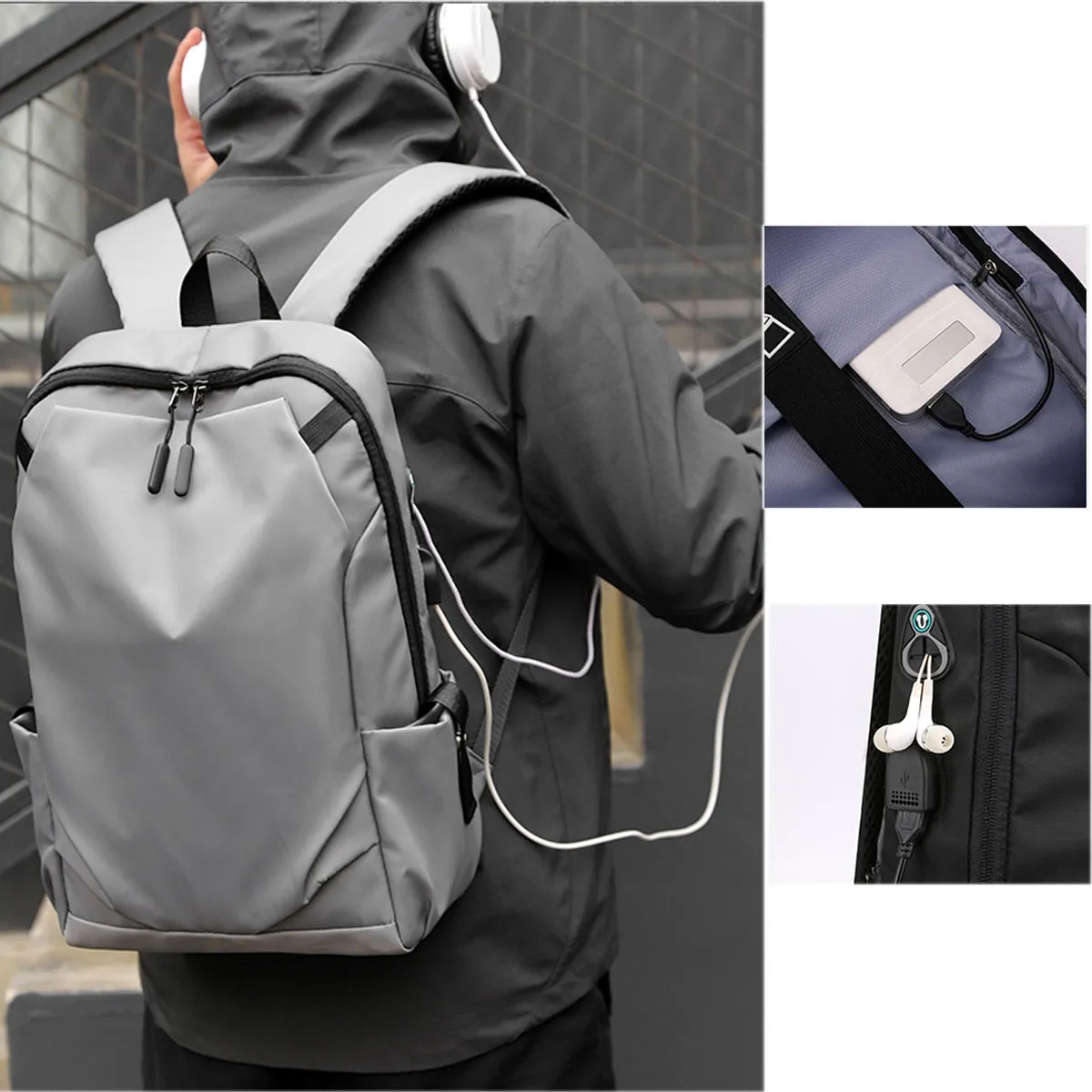 Lightweight Laptop Backpack with USB Charging Port and Headp 6