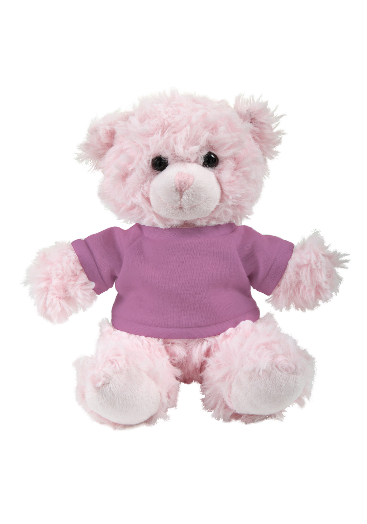 soft plush  Pink Curly Sitting Bear with t-shirt 16