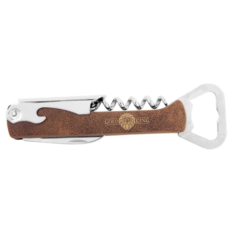 Rustic/Gold Leatherette Wine Bottle Opener 2