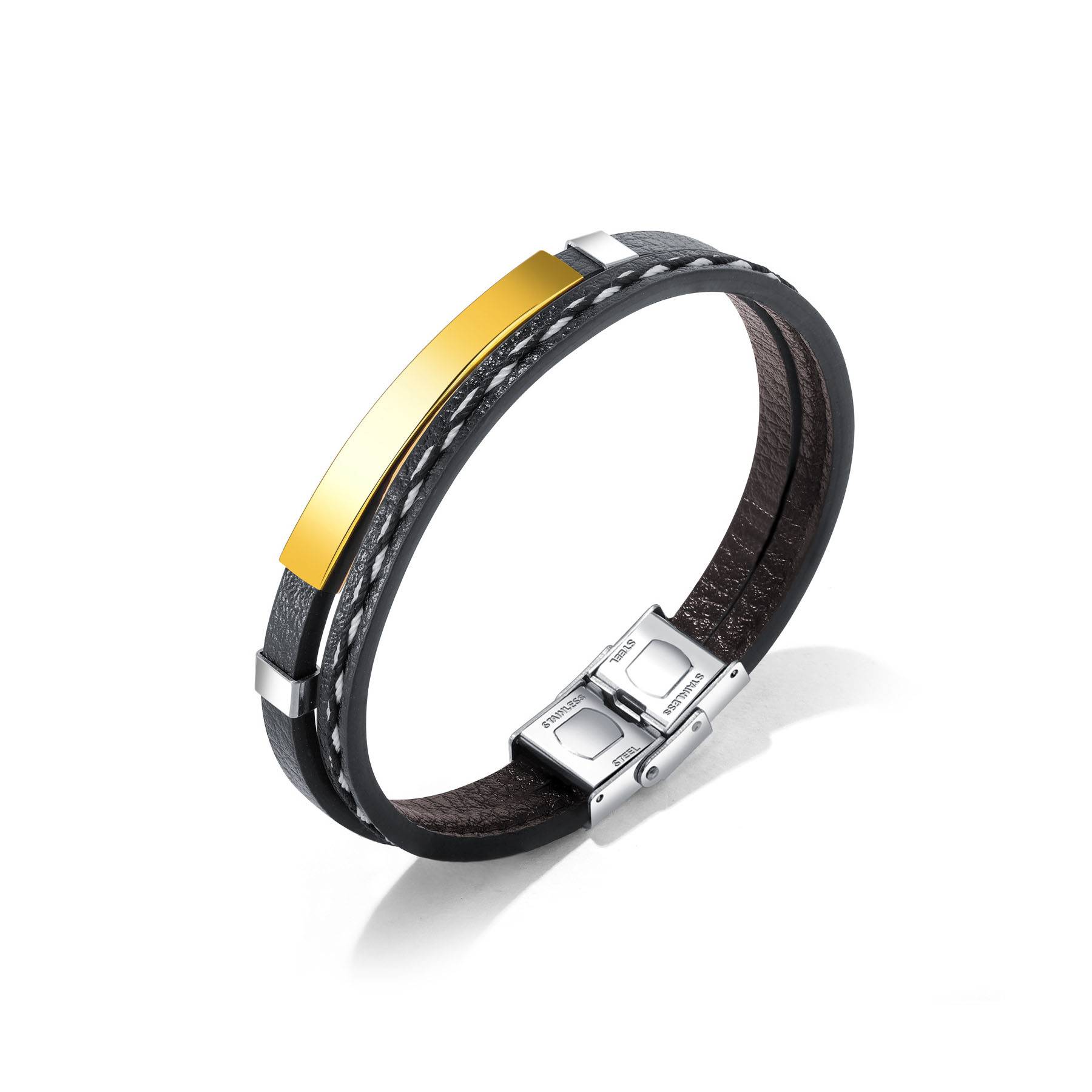 Stainless steel smooth cowhide bracelet 3