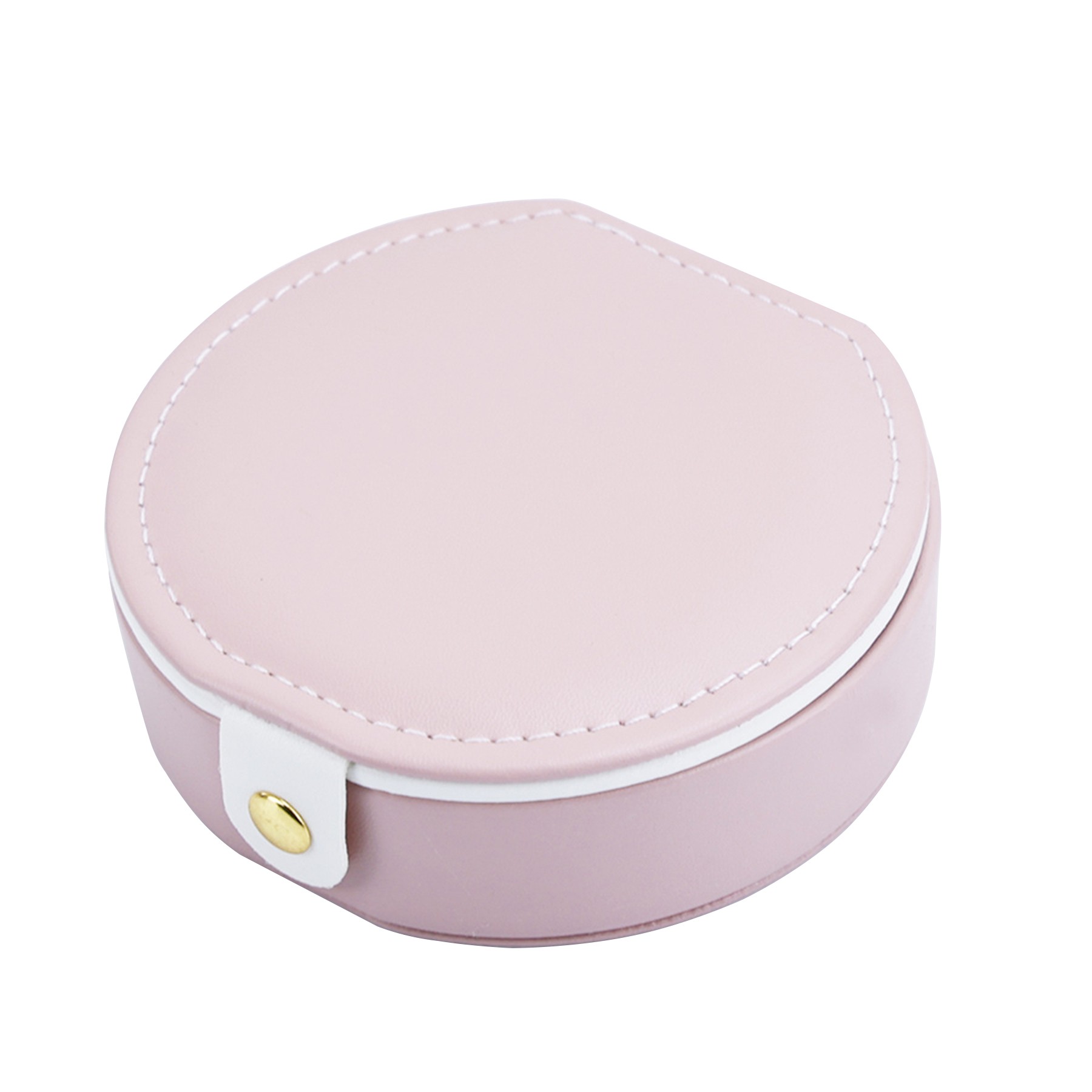 Pu Leather Small Round Jewelry Case 2
