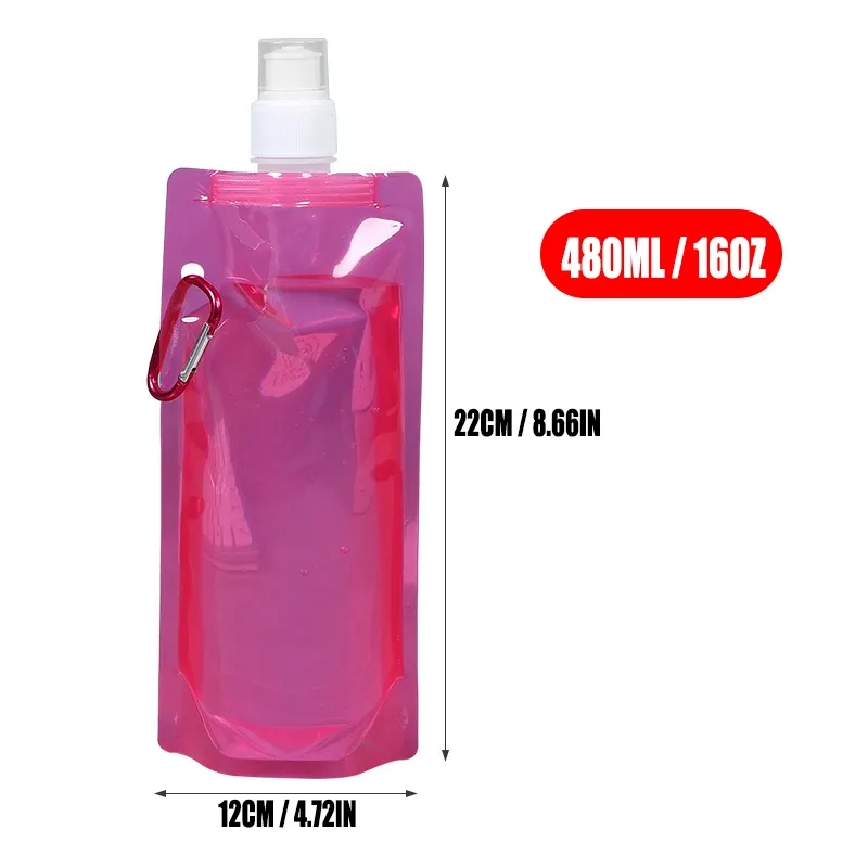 16 oz Collapsible Water Bottle with Carabiner 7