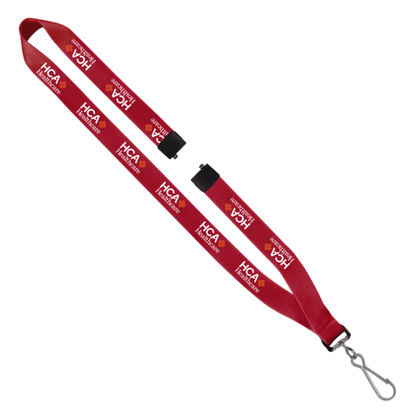 3/4" Polyester Lanyard with Sewn Silver Metal Split-Ring 147