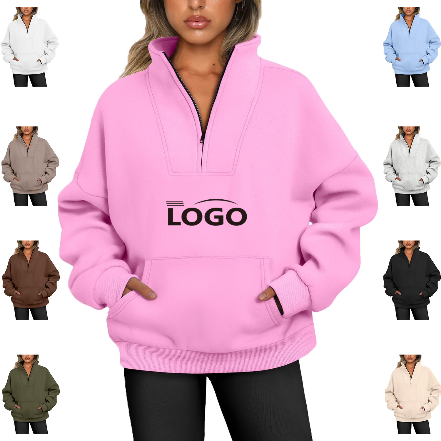 Women's Half-Zip Oversized Fleece Pullover 1