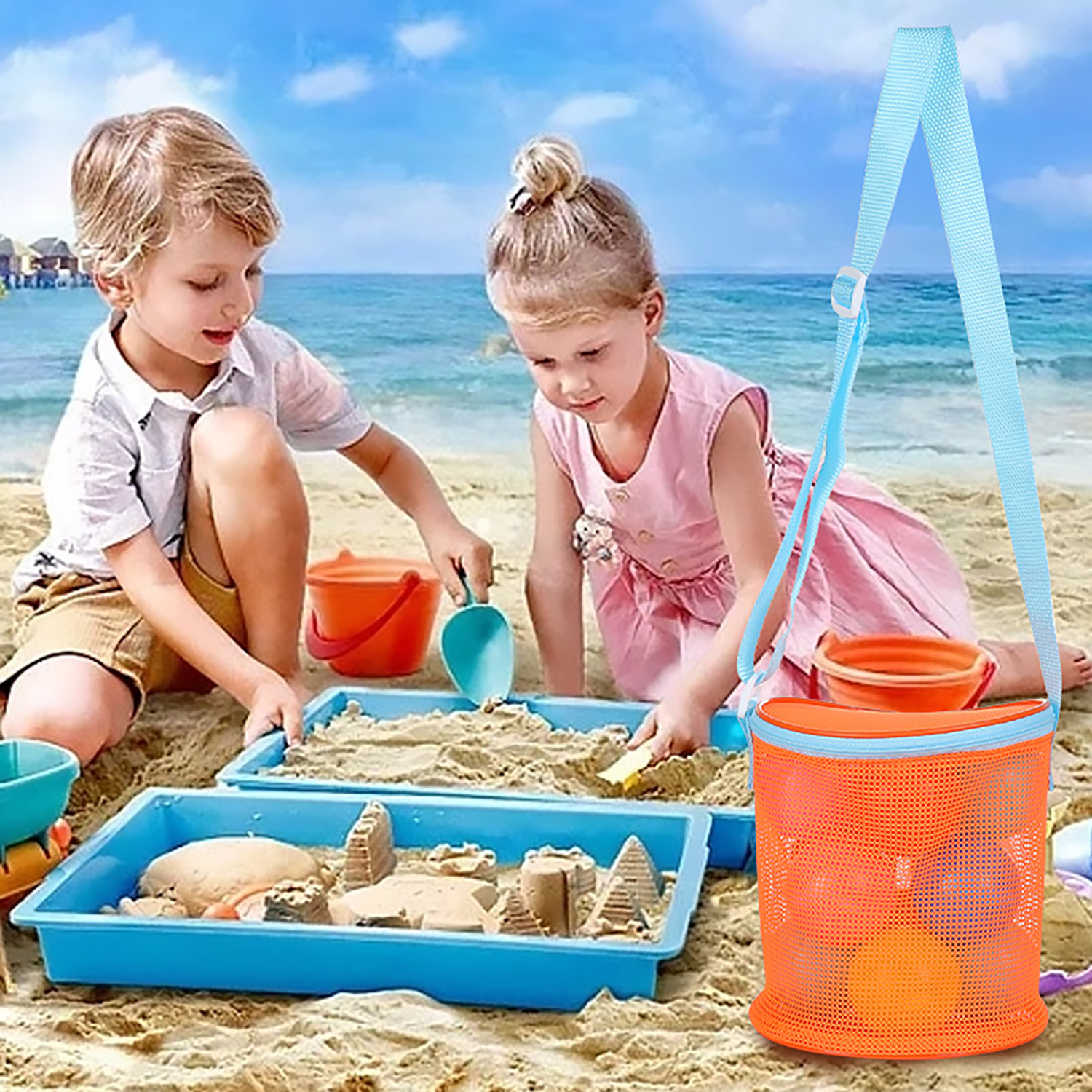 Kids Nylon Mesh Beach Toy Storage Bag 12
