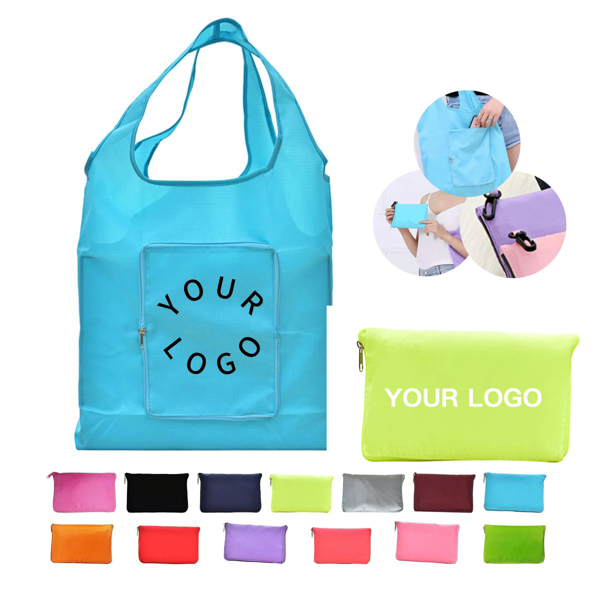 Portable Shopping Tote Bag with Pouch Storage Design, custom tote bag with logo imprint 9