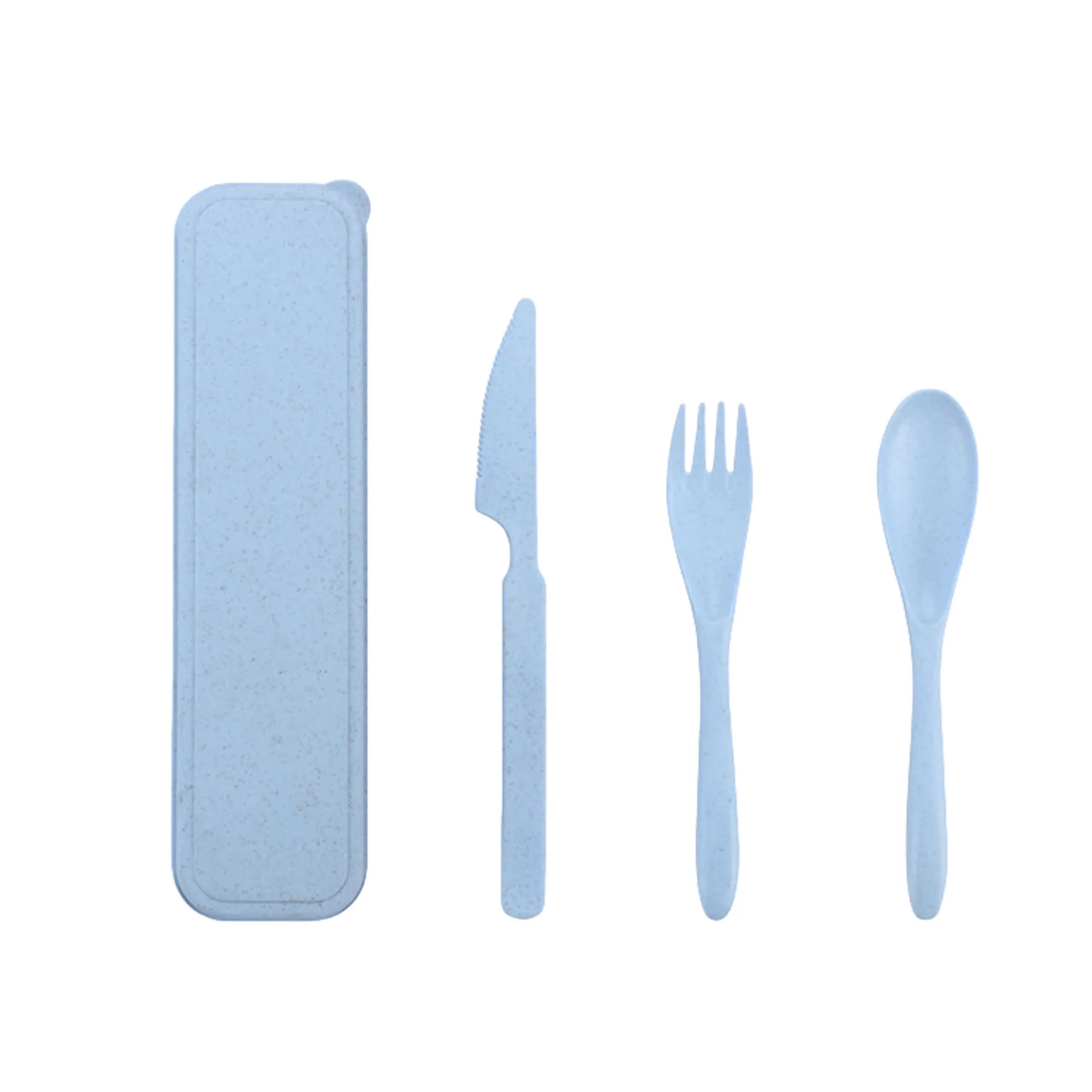 4 Pcs Portable Wheat Straw Cutlery Set With Case 9
