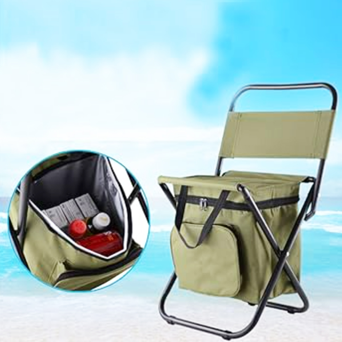 Folding Camping Chair with Integrated Cooler Bag 2
